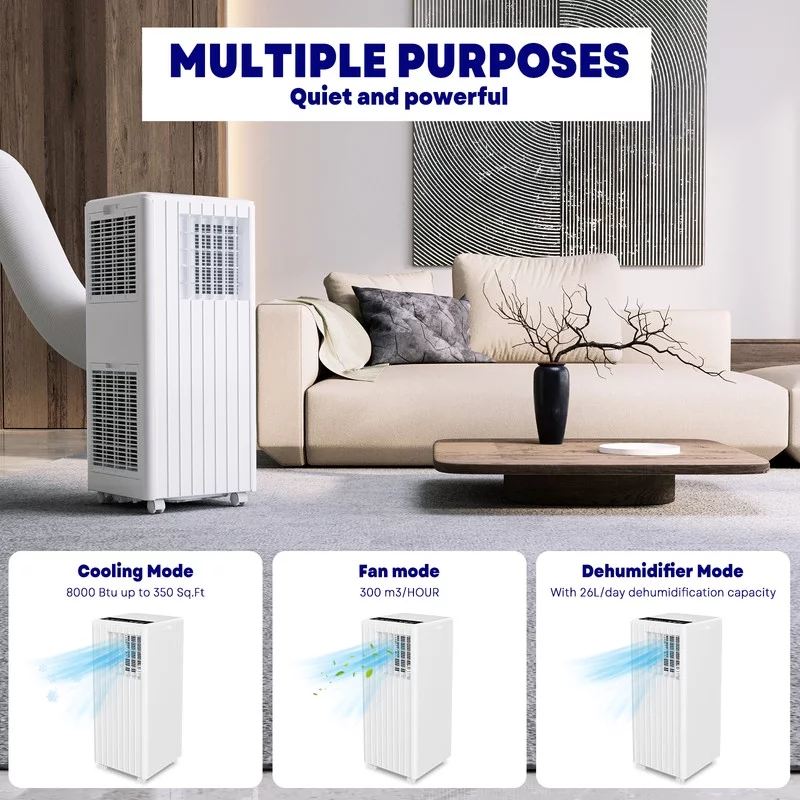 Aoile 5,000 BTU (8,000 BTU ASHRAE) Portable Air Conditioner, 3-In-1 Air Cooler with Dehumidifier & Fan - Cheap Fitting