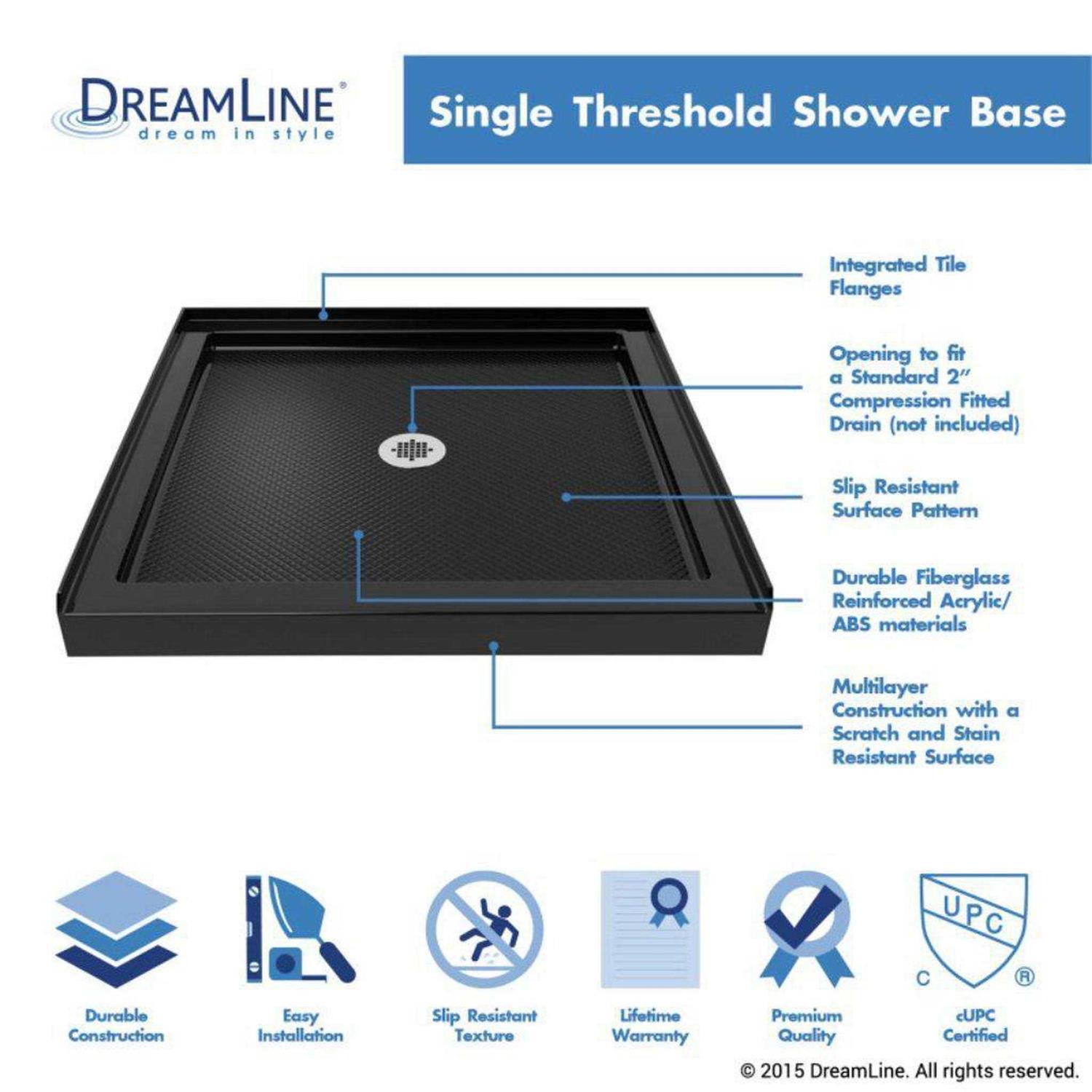 DreamLine DLT-1132320-88 SlimLine Black 32 x 32 Single Threshold Shower Base - Cheap Fitting