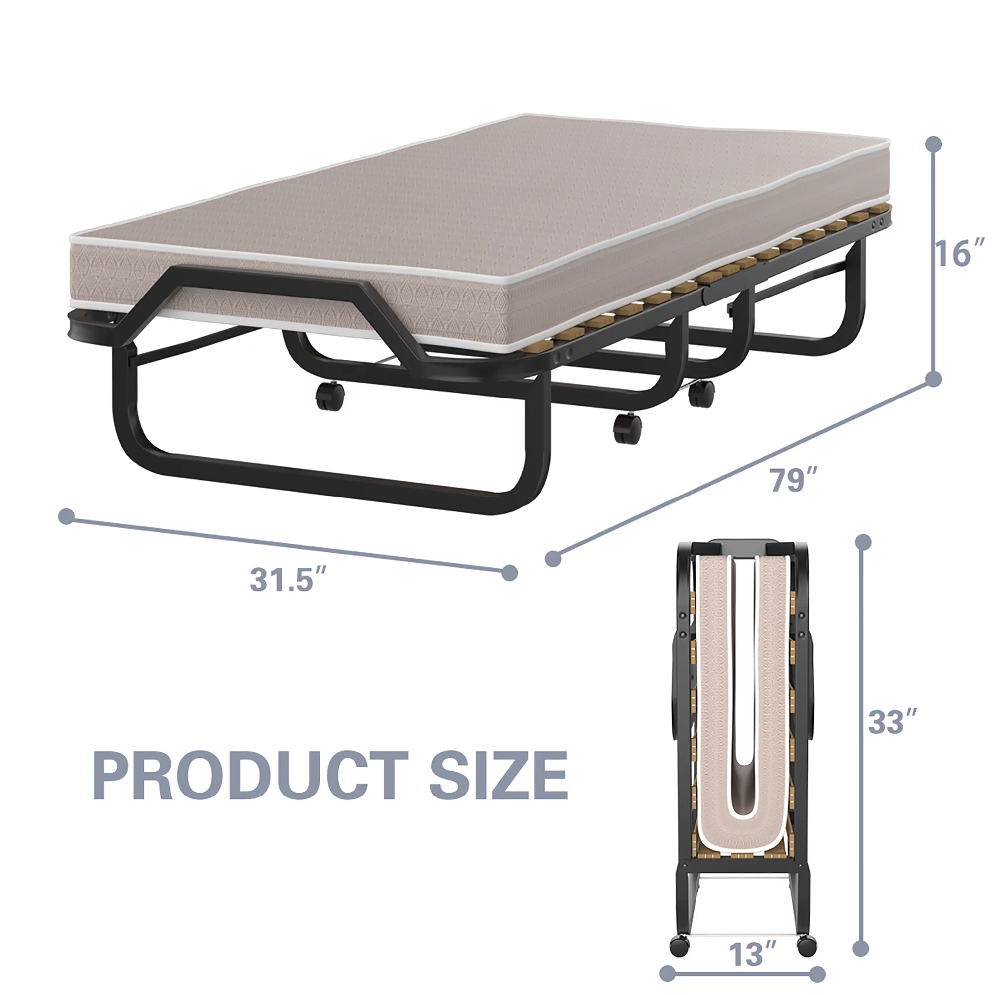 Gymax Folding Bed w/ Memory Foam Mattress Rollaway Metal Guest Bed Sleeper Made in Italy - Cheap Fitting