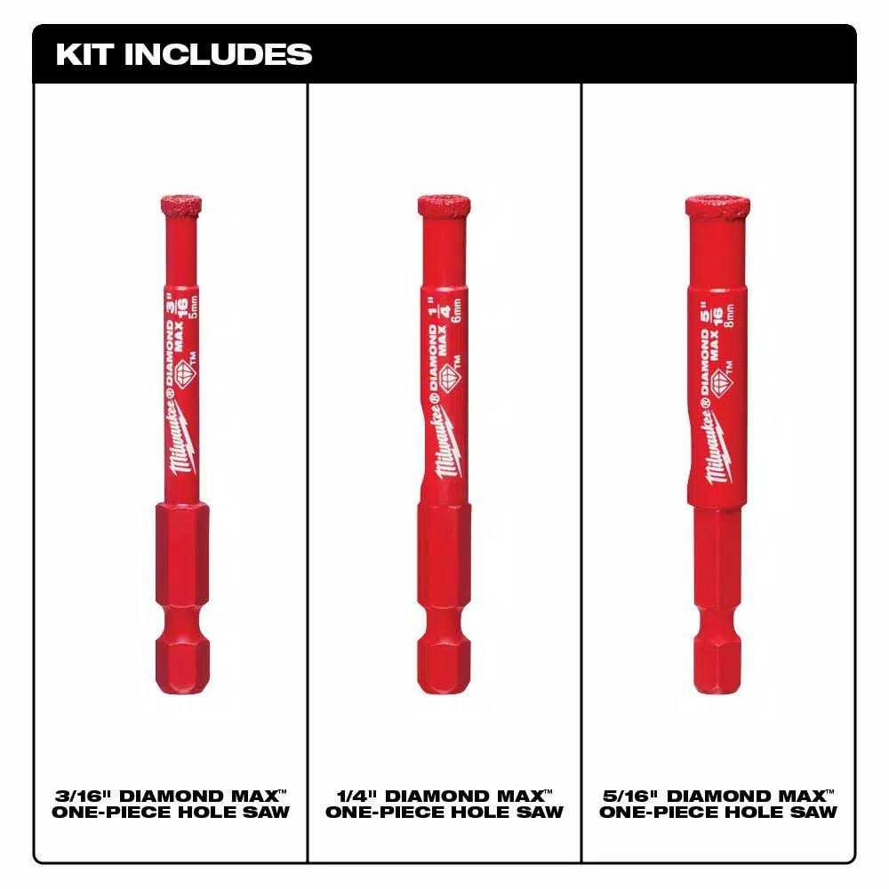 Milwaukee Hole Saw Set Diamond MAX Diamond Grit 49-56-0500 - Cheap Fitting