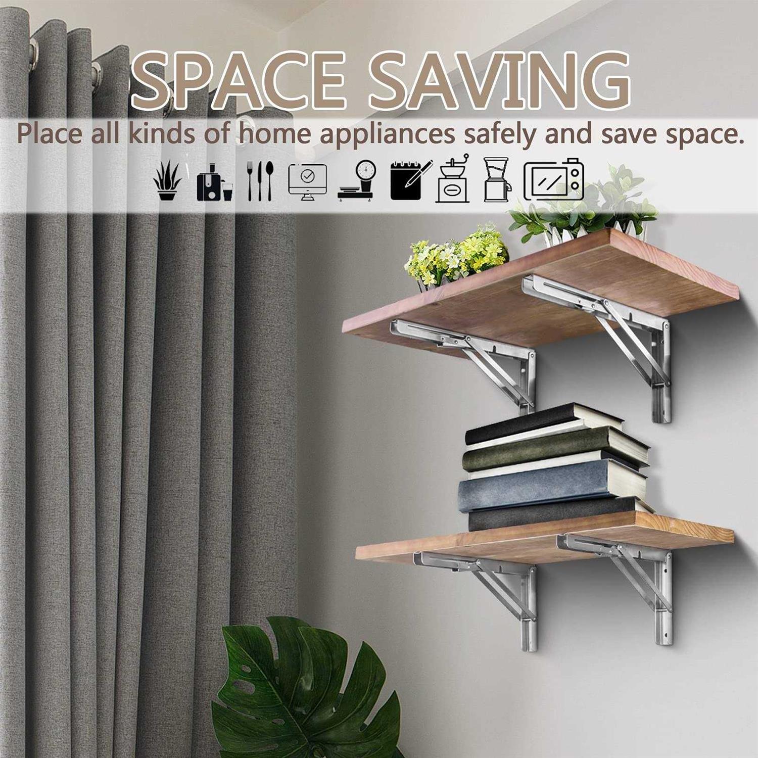 Folding Shelf Brackets Pynsseu Heavy Duty Stainless Steel Collapsible Wall Mounted Shelf Bracket Table Work - Cheap Fitting