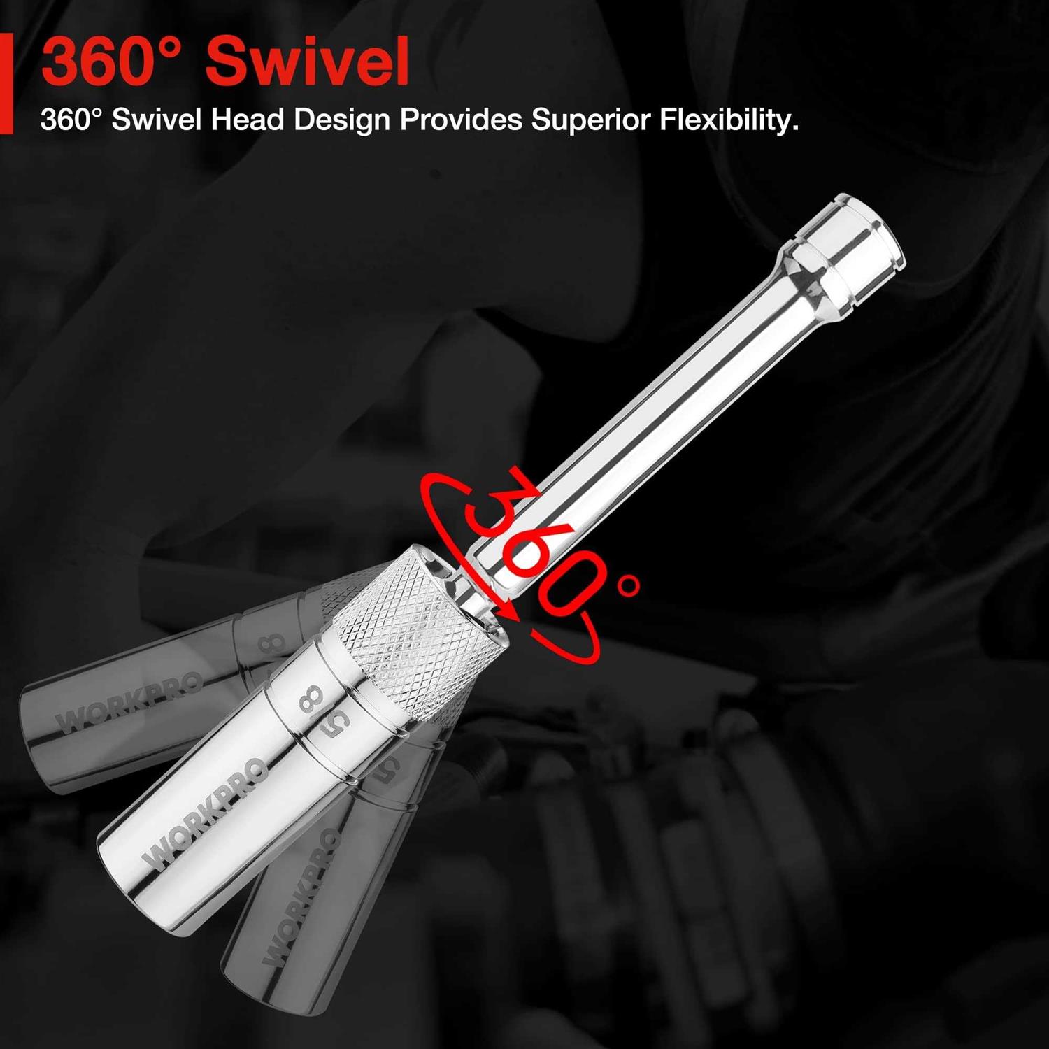 WORKPRO Magnetic Swivel Spark Plug Socket Set Includes - Cheap Fitting