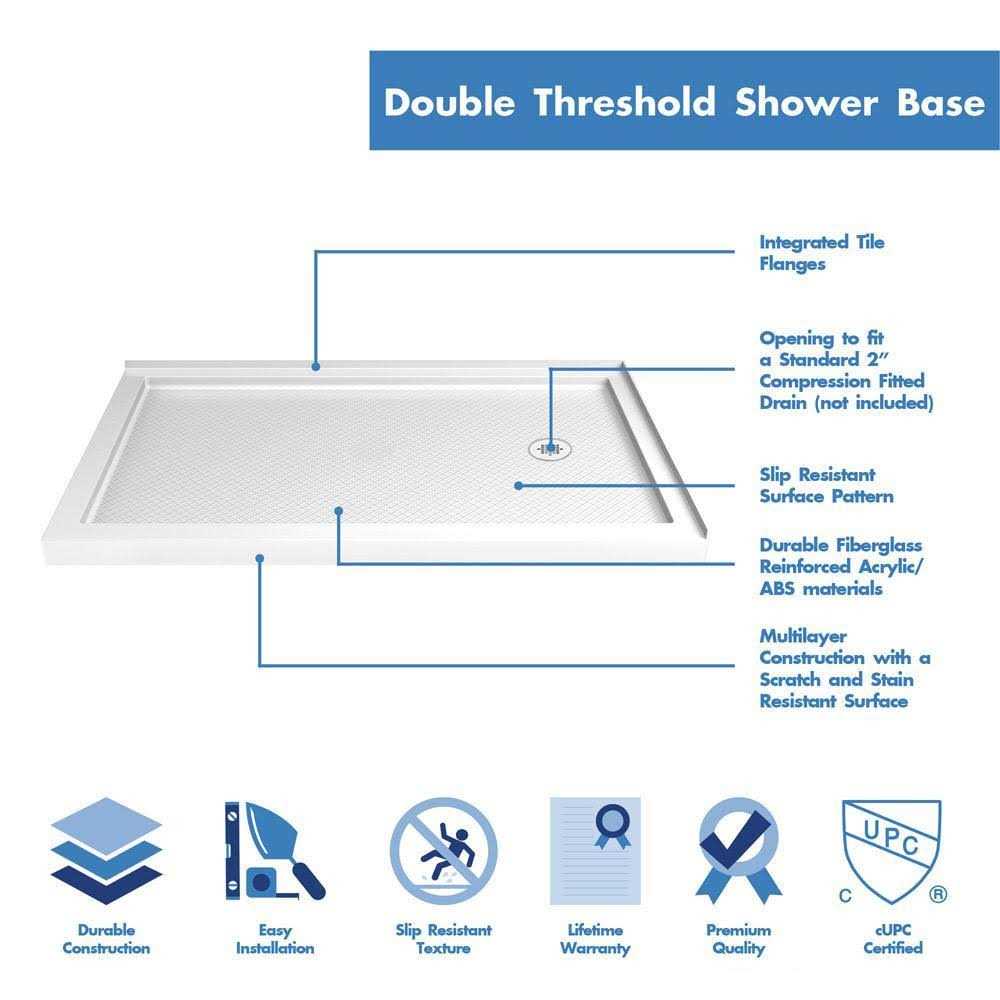 DreamLine SlimLine 36 x 54 Double Threshold Shower Base in White DLT-1036542 - Cheap Fitting