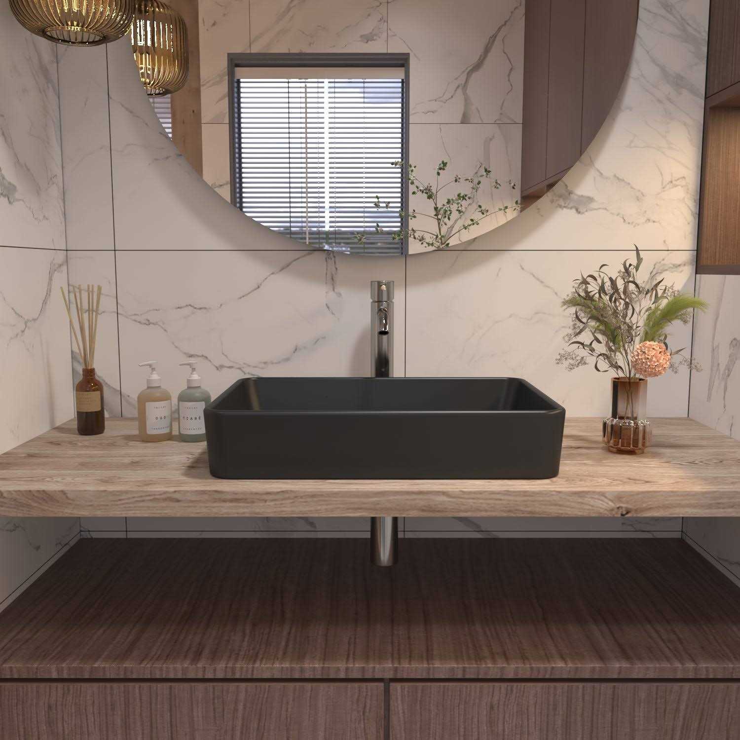 DeerValley DV-1V0010 Ally 20 Ceramic Rectangular Vessel Bathroom Sink Sink Finish - Cheap Fitting