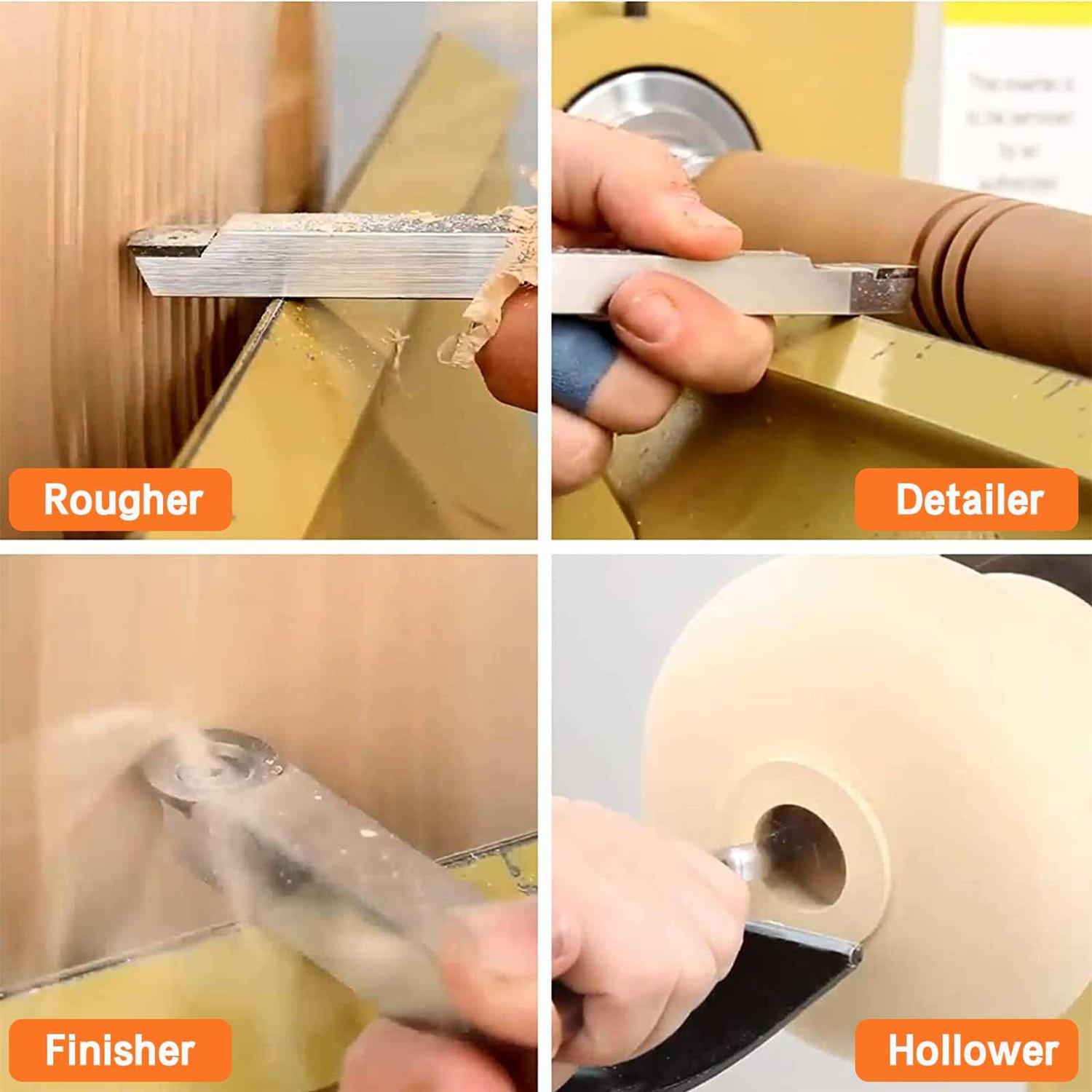 Carbide Tipped Wood Lathe Turning Tools Set, Full Size Lathe Rougher Finisher Swan Neck Hollowing Tools and Interchangeable Aluminum Alloy Grip - Cheap Fitting