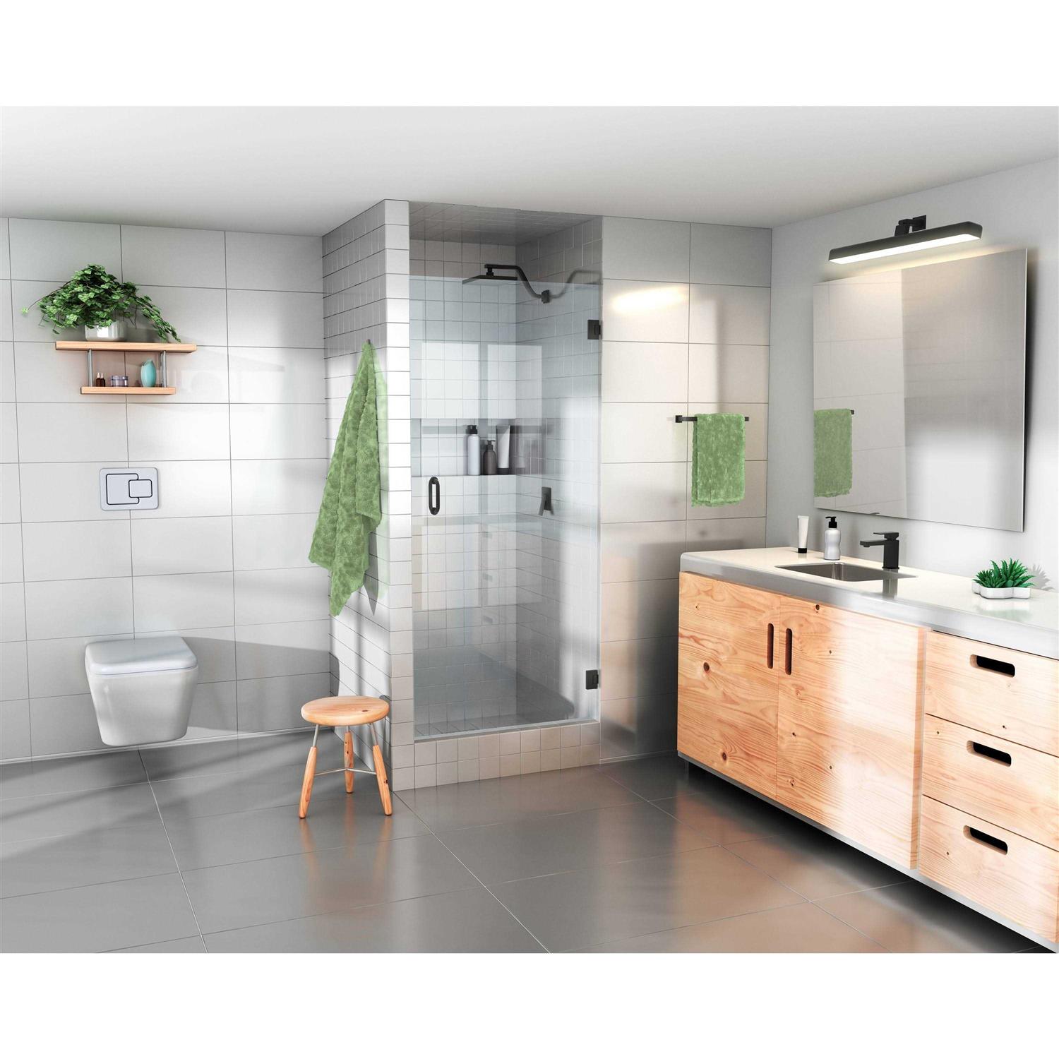 Glass Warehouse 78 in. H Pivot/Hinged Frameless Shower Door in Matte Black GW-DO - Cheap Fitting