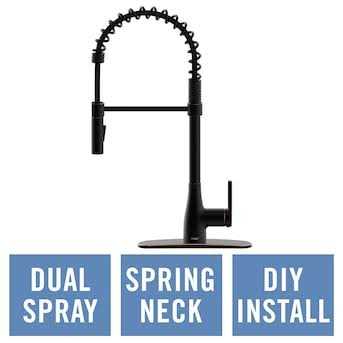 FLOW Classic Series Single-Handle Pull-Down Spring Neck Sprayer Kitchen Faucet FLOWSNC - Cheap Fitting