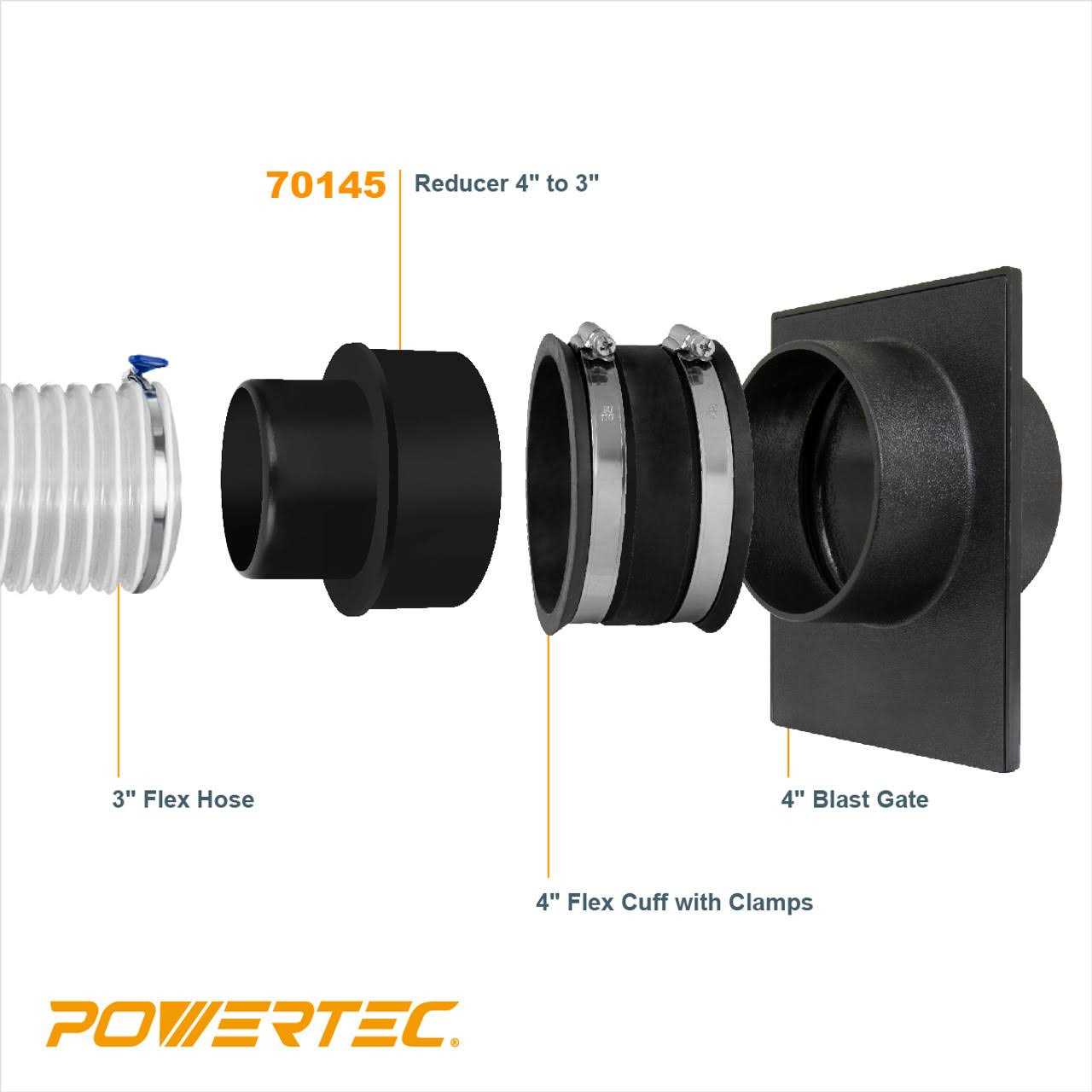 POWERTEC 70145 4-Inch to 3-Inch Reducer - Cheap Fitting