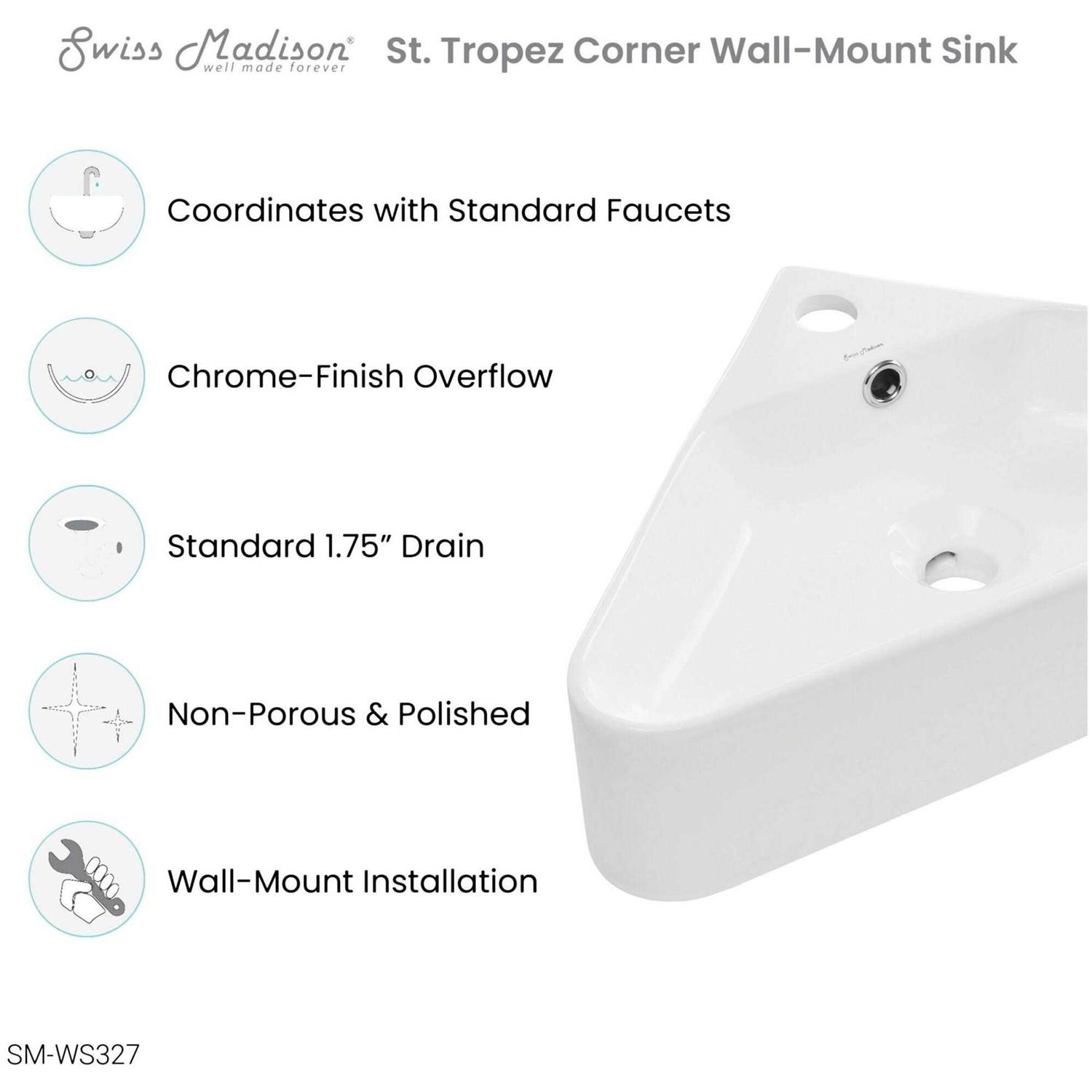 Swiss Madison St Tropez Corner Wall Hung Sink - Cheap Fitting