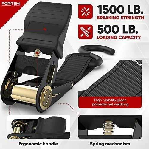 Fortem Ratchet Straps Break Strength 4 15ft Tie Down Strap Set - Cheap Fitting