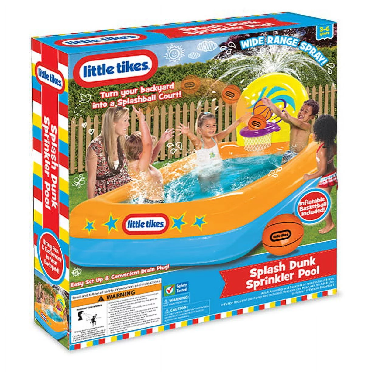 Little Tikes Splash Dunk Sprinkler Pool, Inflatable Pool with Basketball Hoop and Ball for Kids Ages 3-6 - Cheap Fitting