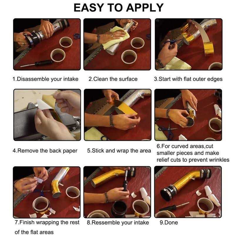 Sporacingrts 2 Gold Adhesive Heat Shield Wrap Roll Compatible with Car Intake Pipe - Cheap Fitting