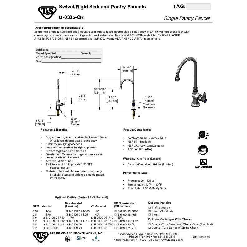 T&S Brass B-0305 Single Pantry Faucet - Cheap Fitting