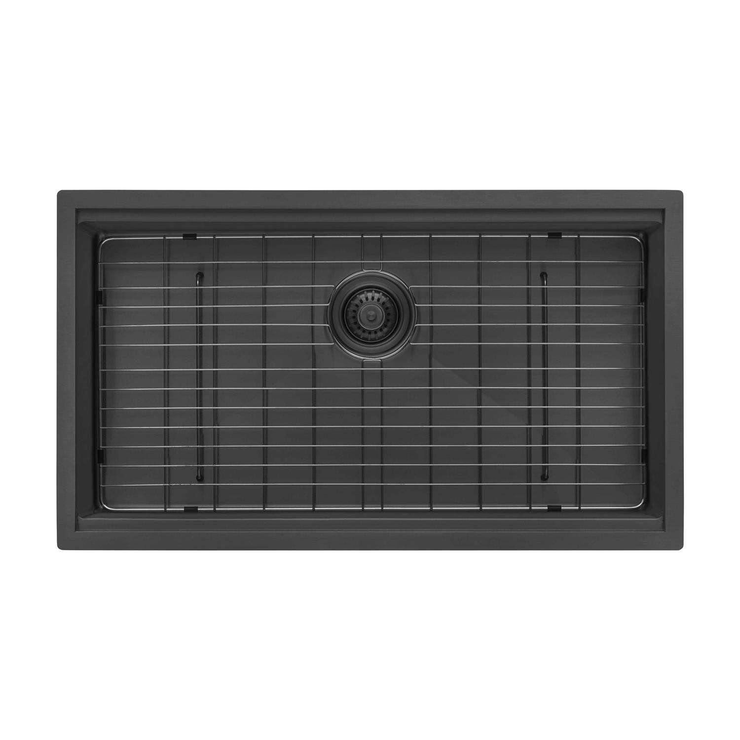 Ruvati 33 inch Gunmetal Black Stainless Steel Workstation Undermount Kitchen Sink Single Bowl RVH6533BL - Cheap Fitting