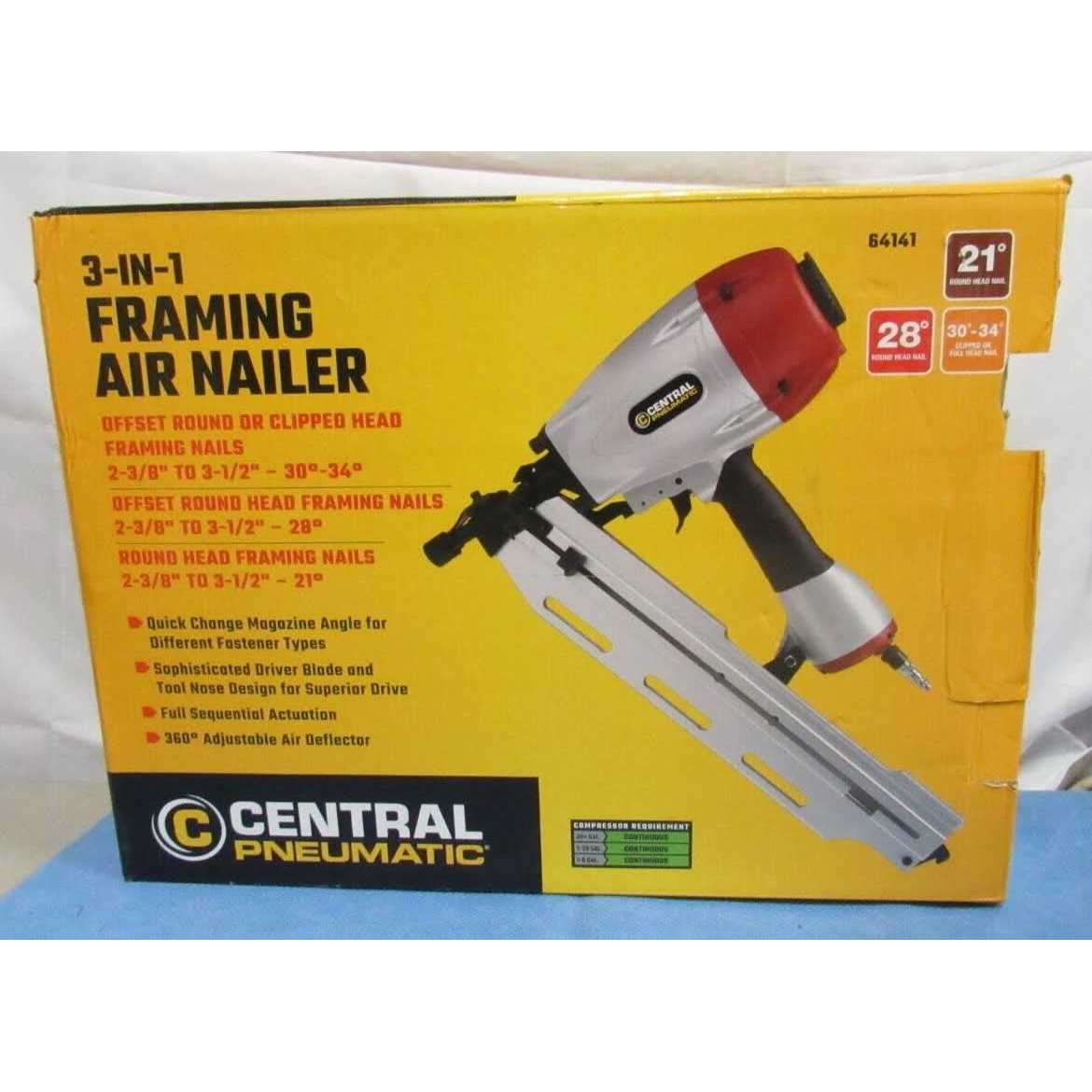 Central Pneumatic 3-in-1 Framing Air Nailer - Cheap Fitting