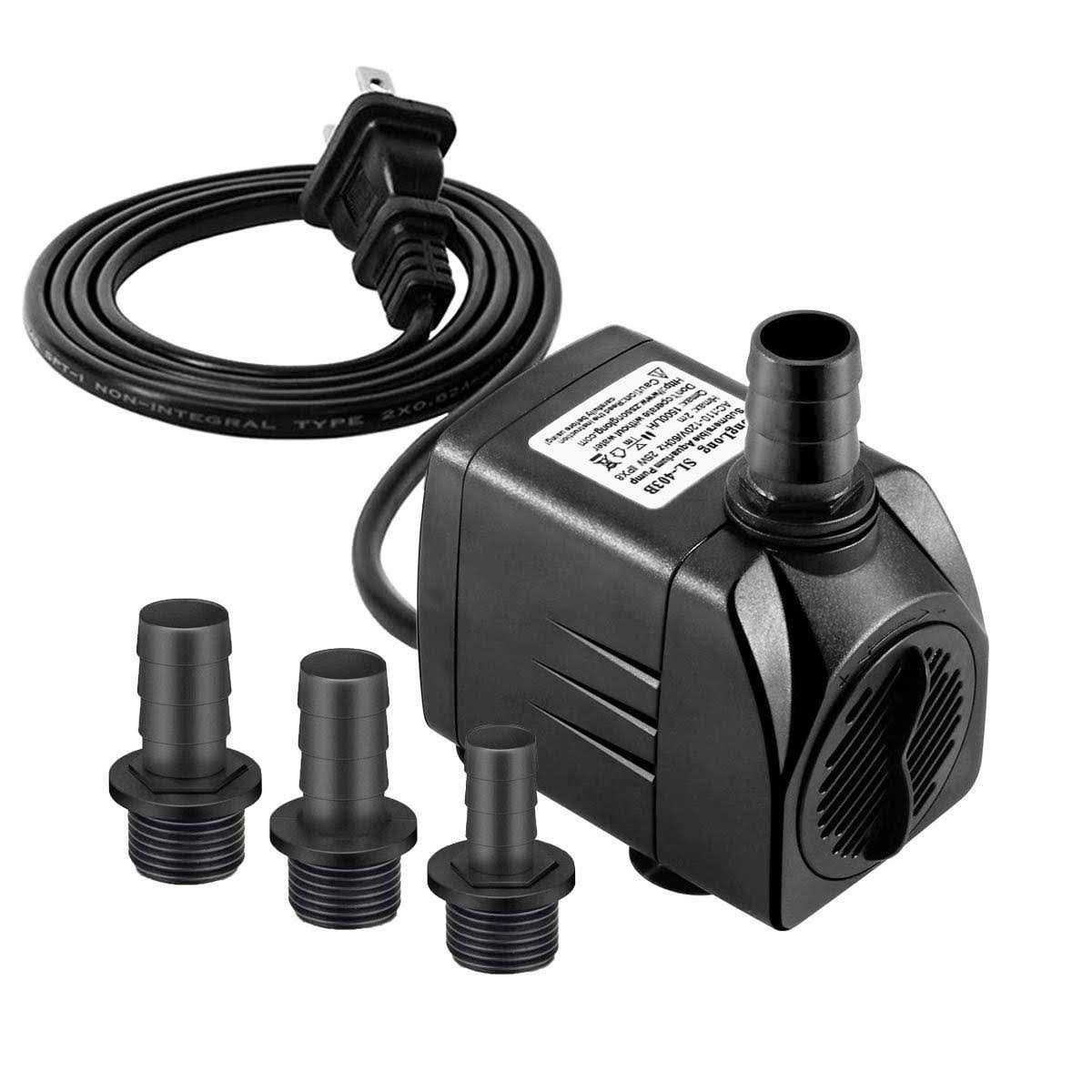SongLong Submersible Pump 400GPH Ultra Quiet with Dry Burning Protection 6.5ft High Lift for Fountains - Cheap Fitting