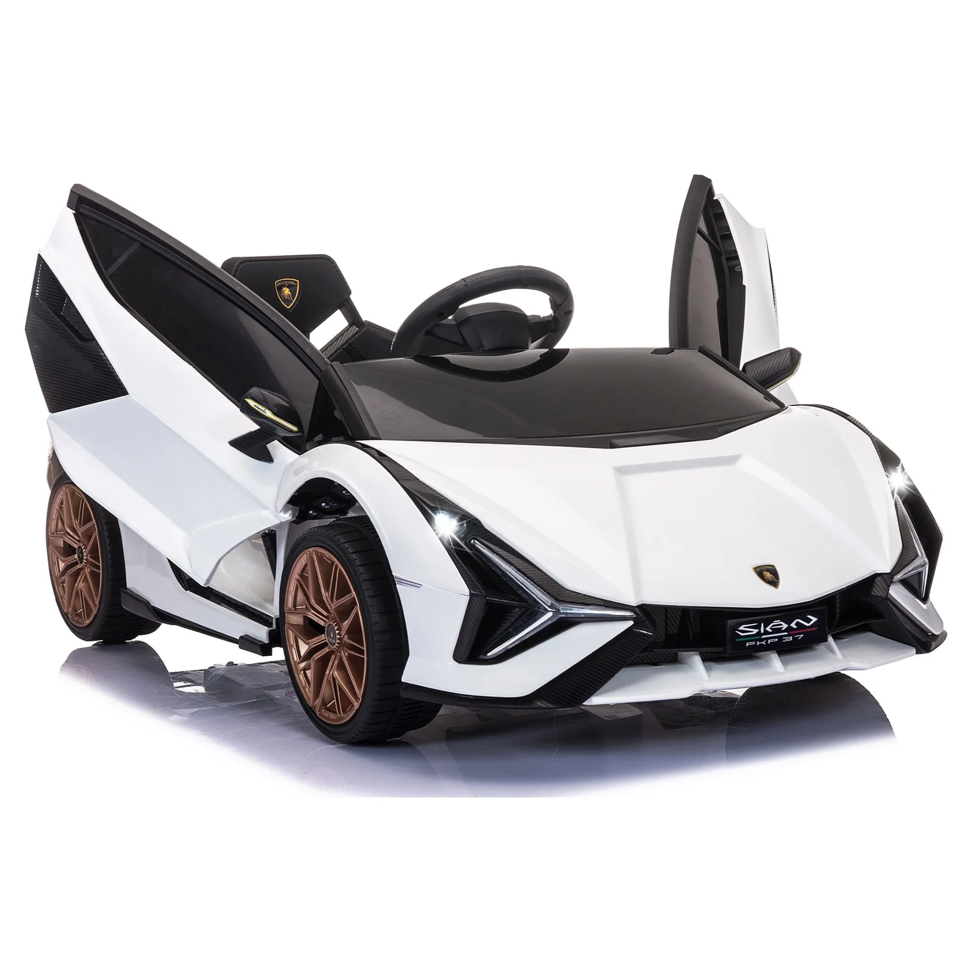 TOBBI 24V Lamborghini STO Licensed Kids Ride on Drift Car Gray Electric Car W/Remote Control LED Lights, up to 10 mph - Cheap Fitting