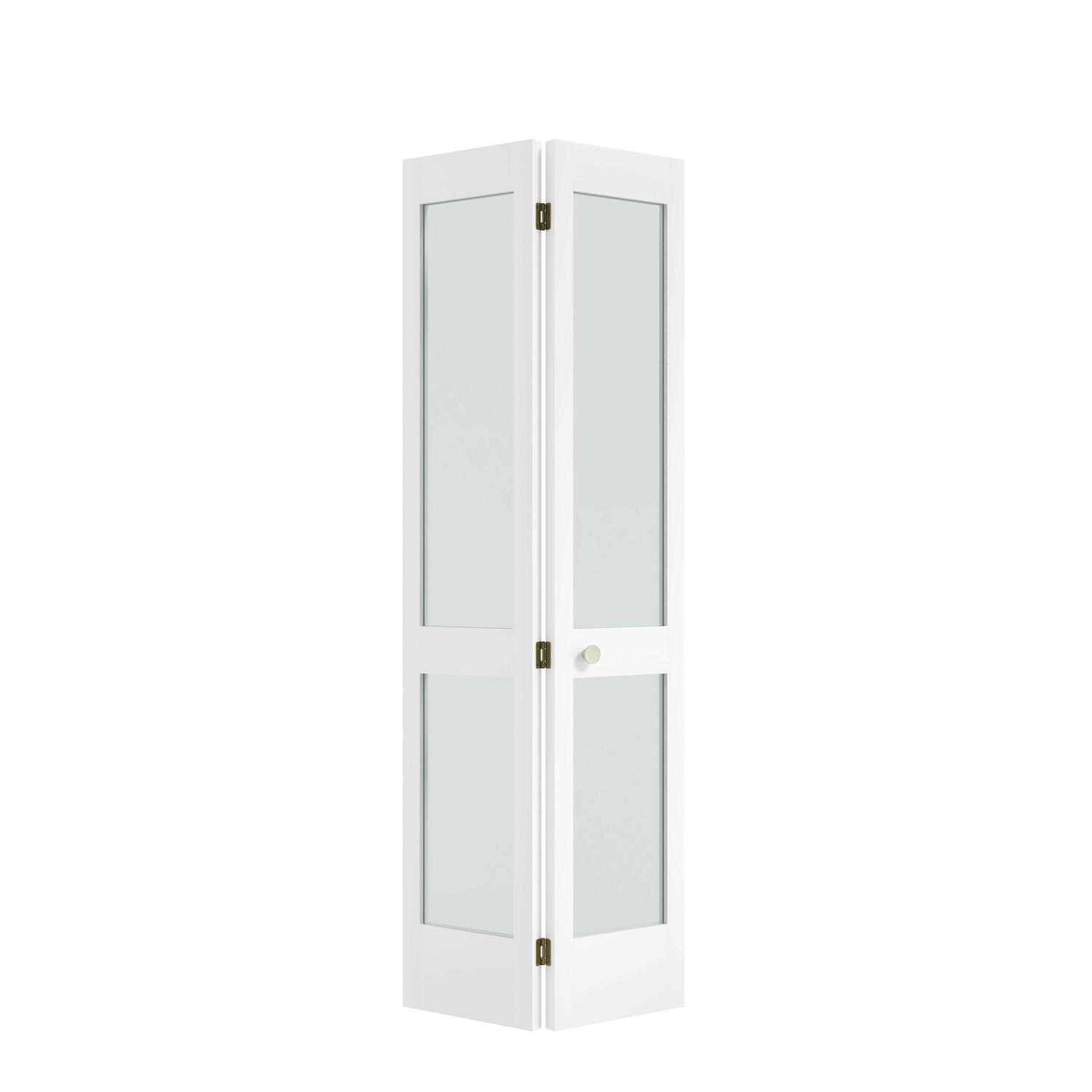 EightDoors 80 in. x 1-3/8 in. Frosted Glass Shaker Primed Solid Core Wood - Cheap Fitting