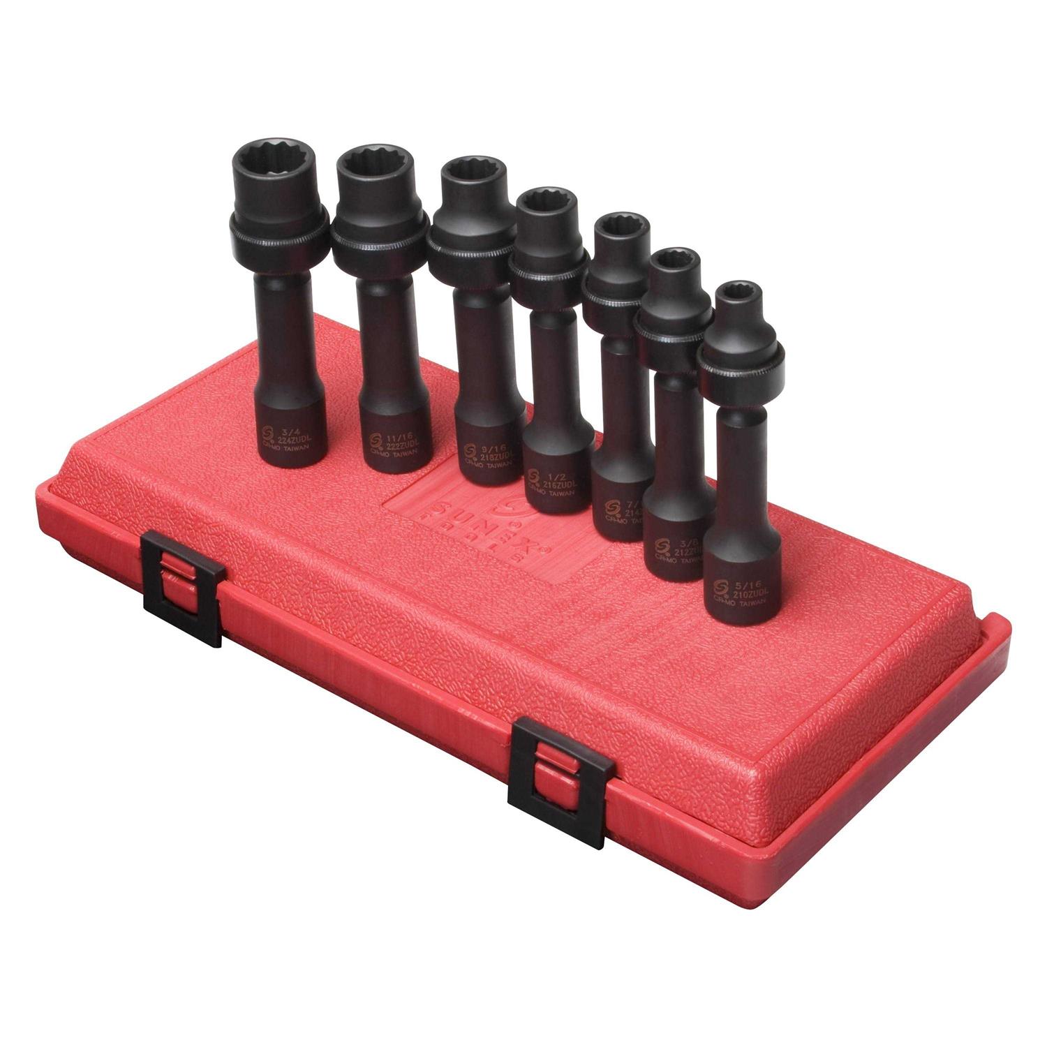 7 Piece 1/2 Drive 12 Point SAE Driveline Impact Socket Set 2696 Sunex - Cheap Fitting