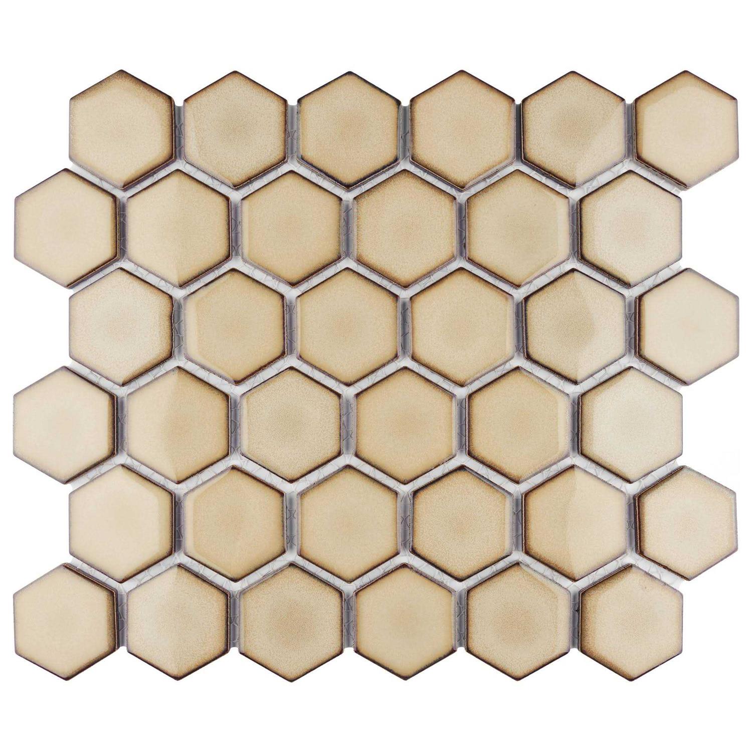 Hudson Due 2 x 2 Hex Porcelain Mosaic Floor Wall Tile Merola Tile - Cheap Fitting