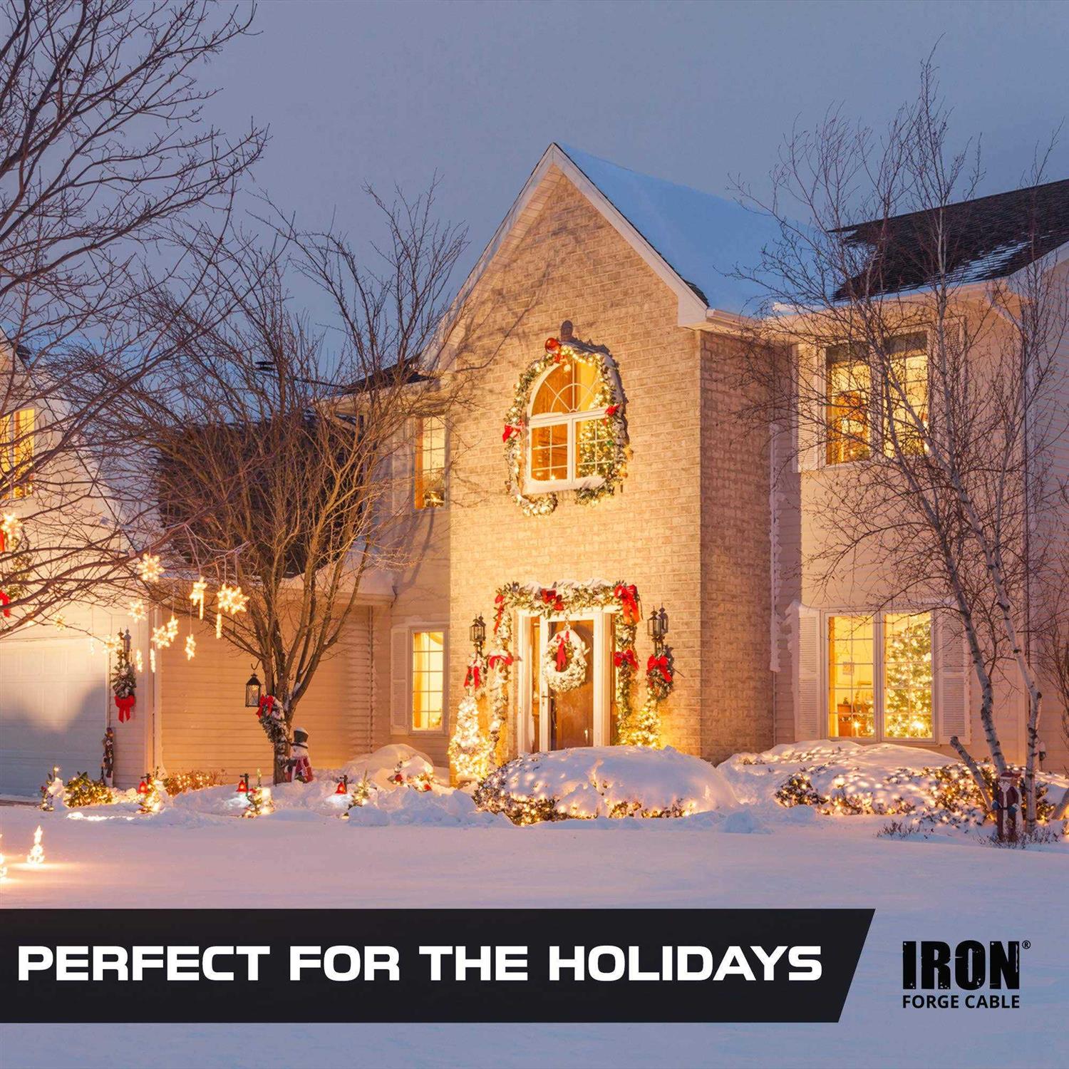 Iron Forge Cable Outdoor Extension Cord 16/3 Sjtw Green Extension Cable with 3 Prong Grounded Plug - Cheap Fitting