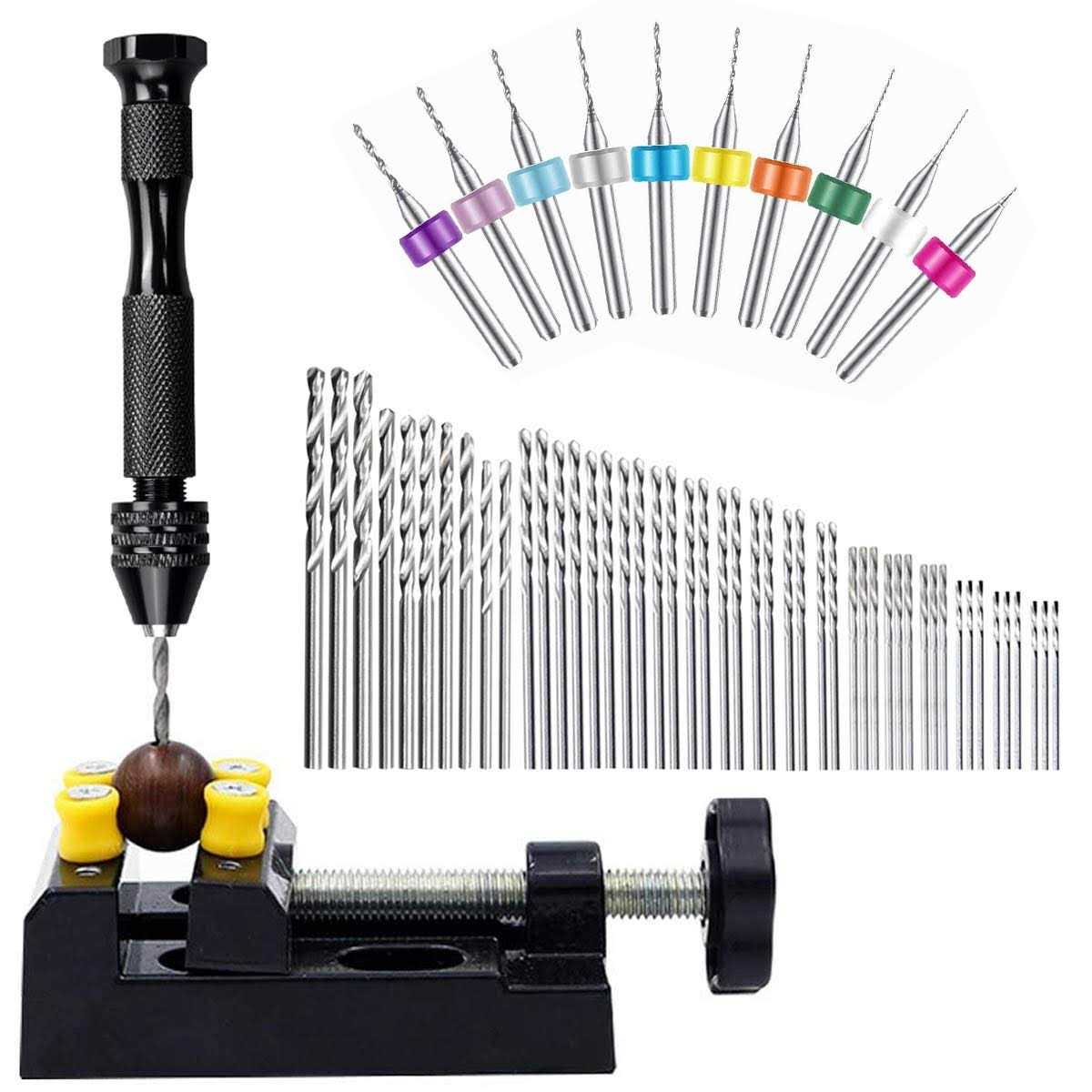 X.Store 60 Pieces Micro Mini Twist Drill Bits Set with Precision Hand Pin Vise Rotary Tools for Wood,Jewelry Pin Vises - Cheap Fitting
