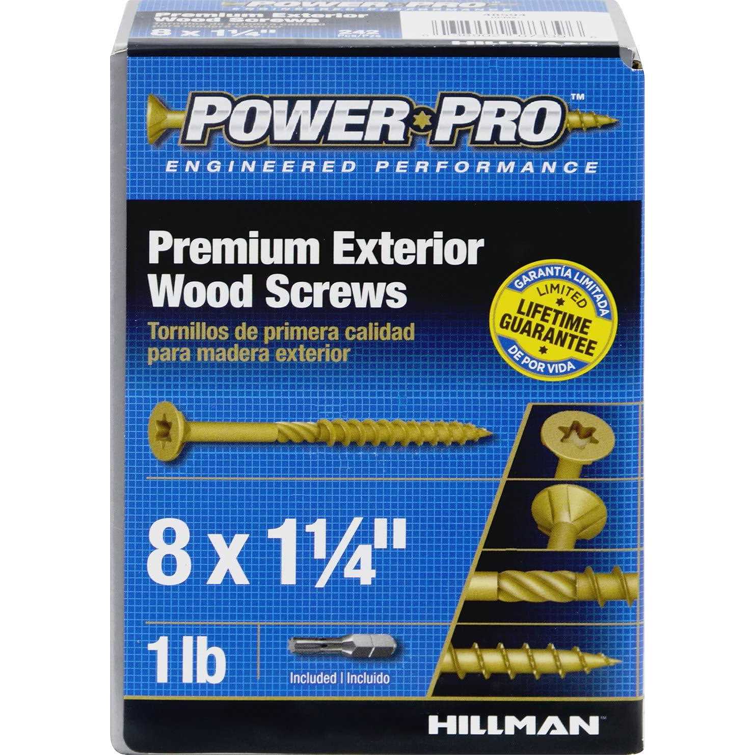 Hillman 8 x 1-1/4 in. Power Pro Premium Exterior Wood Screw 48594 - Cheap Fitting