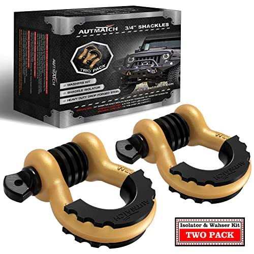 AUTMATCH 3/4 inch D Ring Shackle 41,887Ibs Break with 7/8 inch Screw Shackle & Washers Strap Winch Road Vehicle Red MSK001B - Cheap Fitting