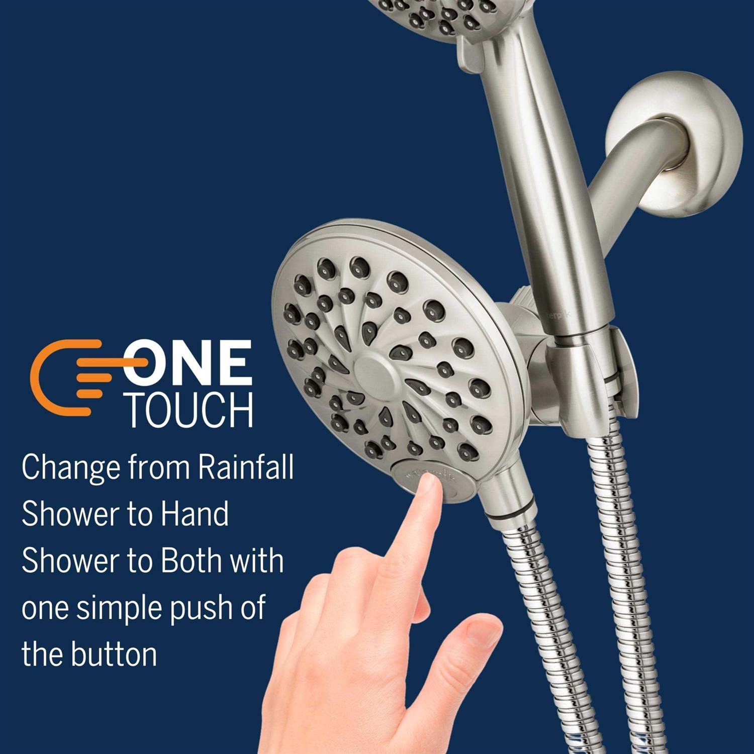 waterpik one-touch dual 2-in-1 shower system with rain shower head and 7-mode hand held shower head - Cheap Fitting