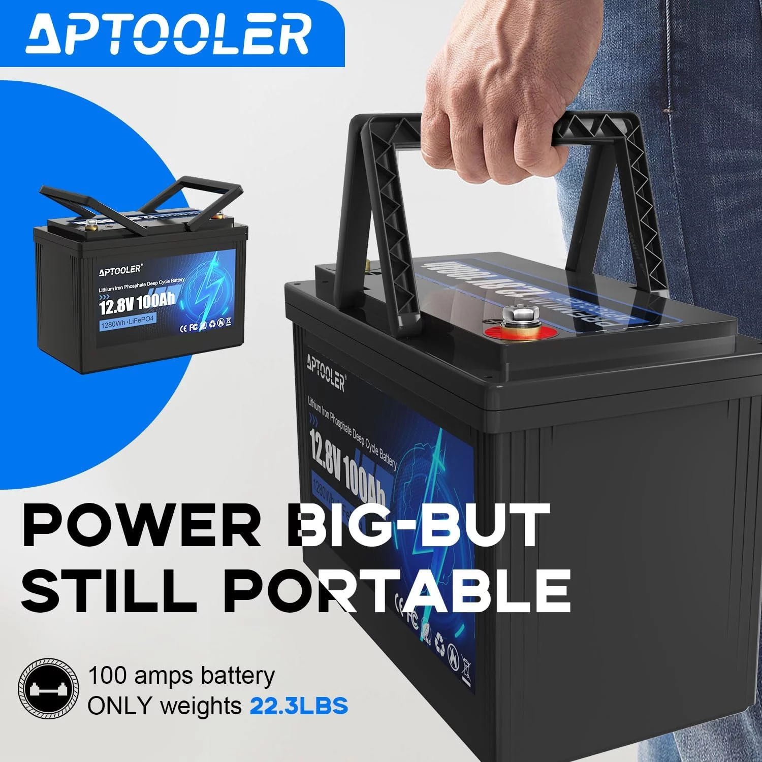 Vpment 12V 100Ah LiFePO4 Battery Built-in 100A BMS, 1280W Load Power, Up to 15000 Cyclese, Perfect for Solar Energy Storage, Backup Power, RV, Camping, Off-Grid - Cheap Fitting