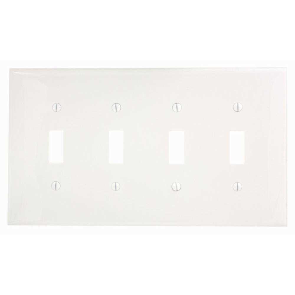 Leviton PJ4-W 4-Gang Toggle Switch Wallplate - Cheap Fitting