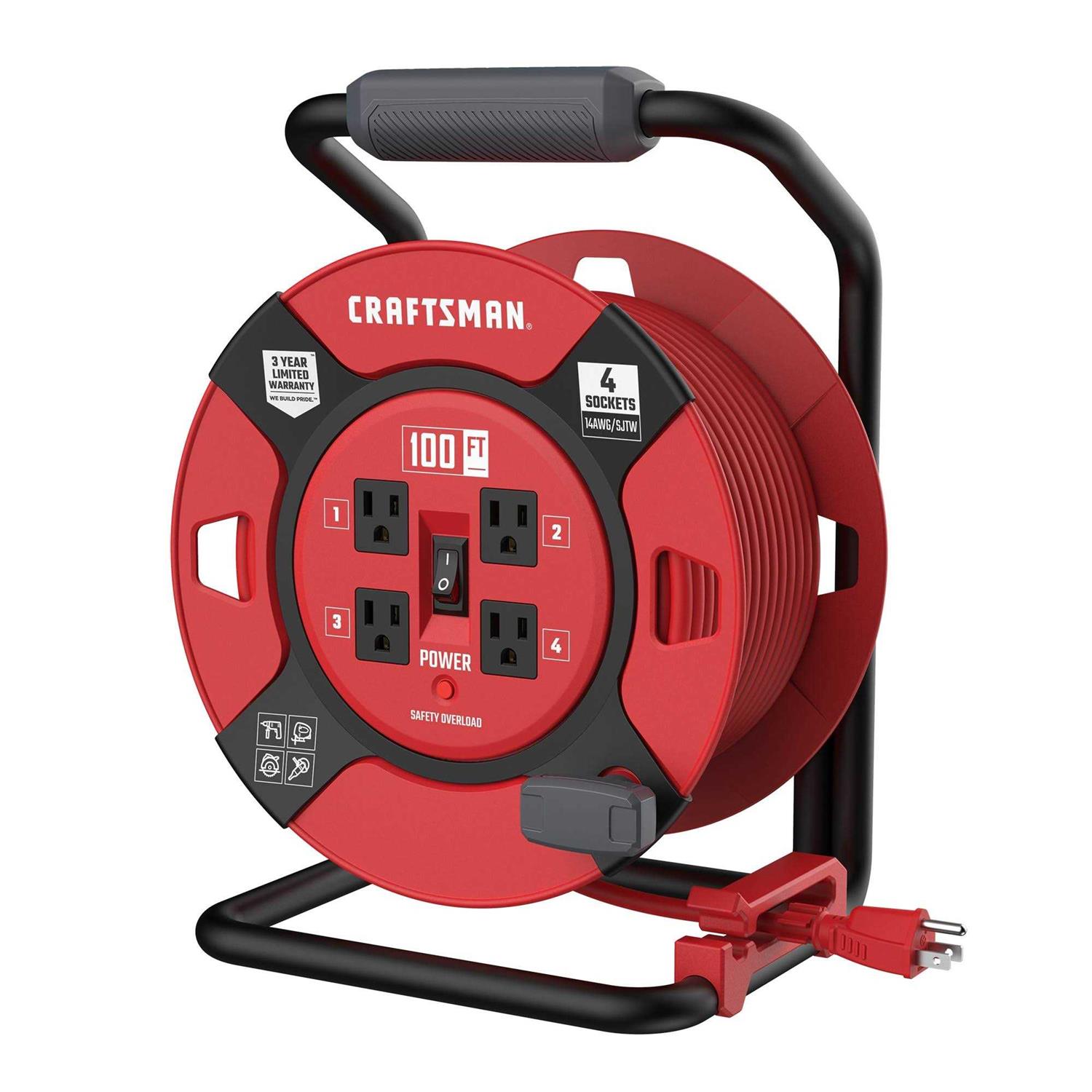 CRAFTSMAN Heavy Duty Retractable Extension Cord with 4 Outlets CMXCRPA - Cheap Fitting