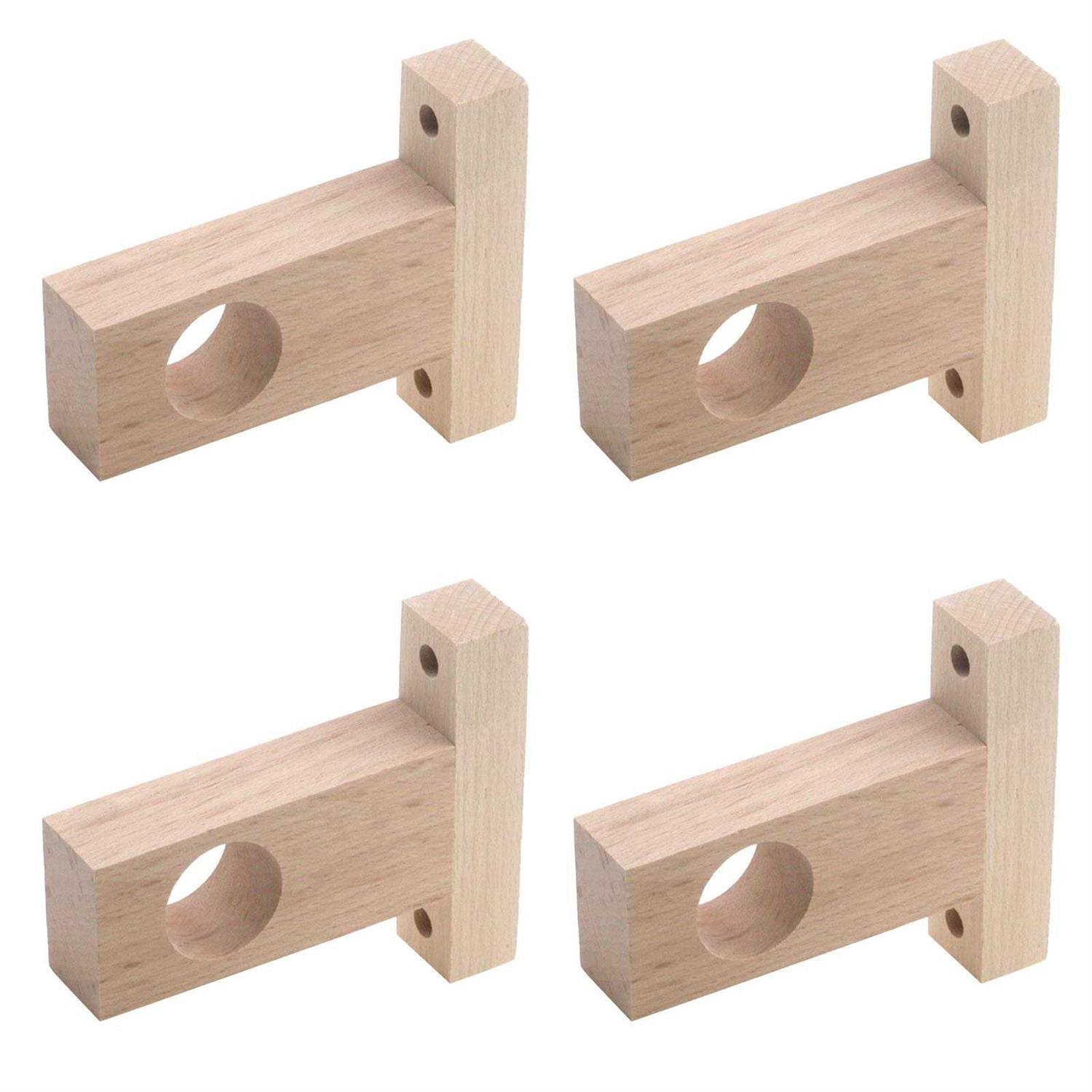 Coshar Wood Rod Holder Ceiling Mount Closet Pole Socket Pipe Bracket Holder with Screws - Cheap Fitting