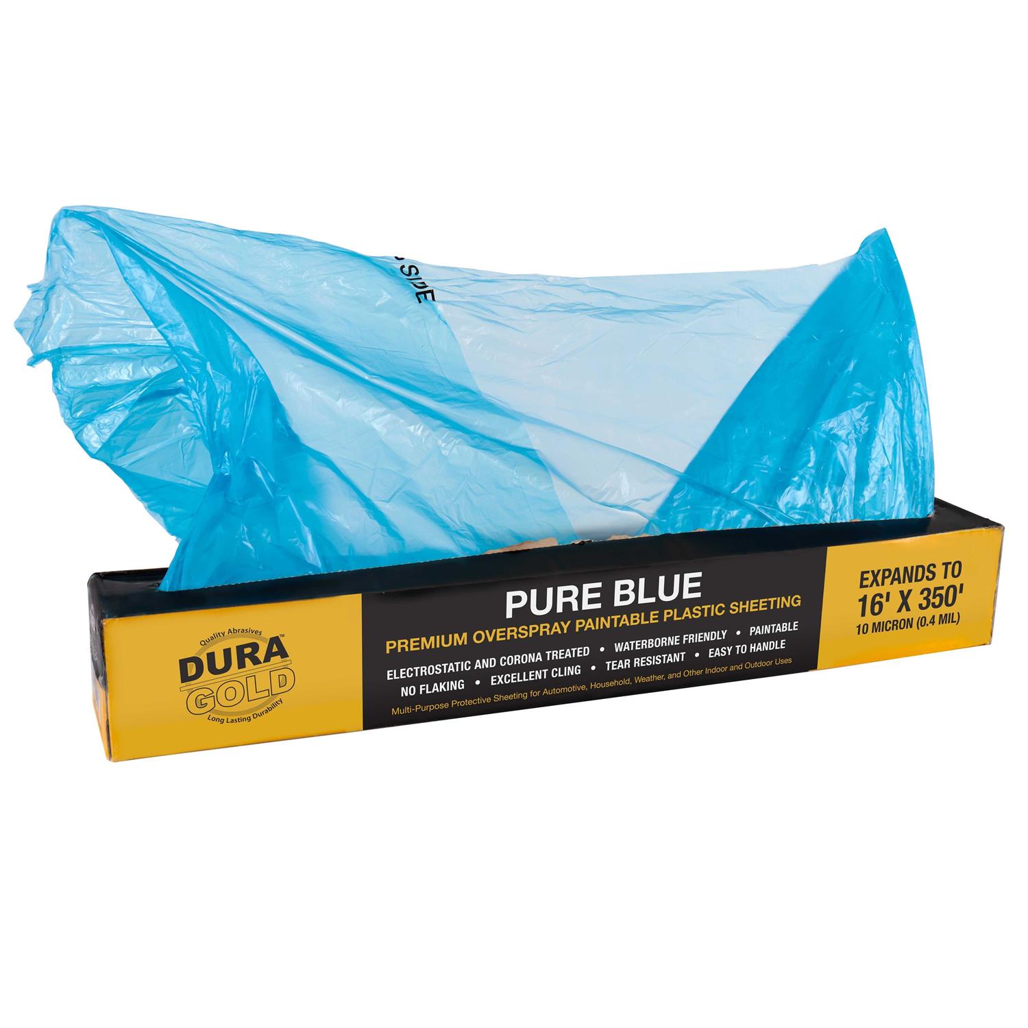 Dura-Gold Roll of Pure Blue Premium Overspray Paintable Plastic Sheeting - Cheap Fitting