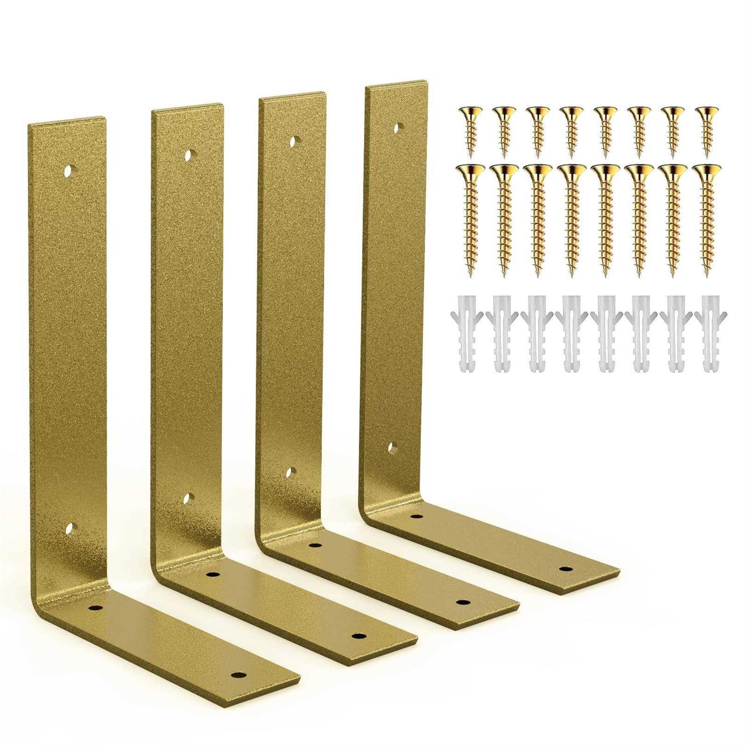 Sanbeeto L Shelf Brackets Gold Heavy Duty Iron Shelf Brackets - Cheap Fitting