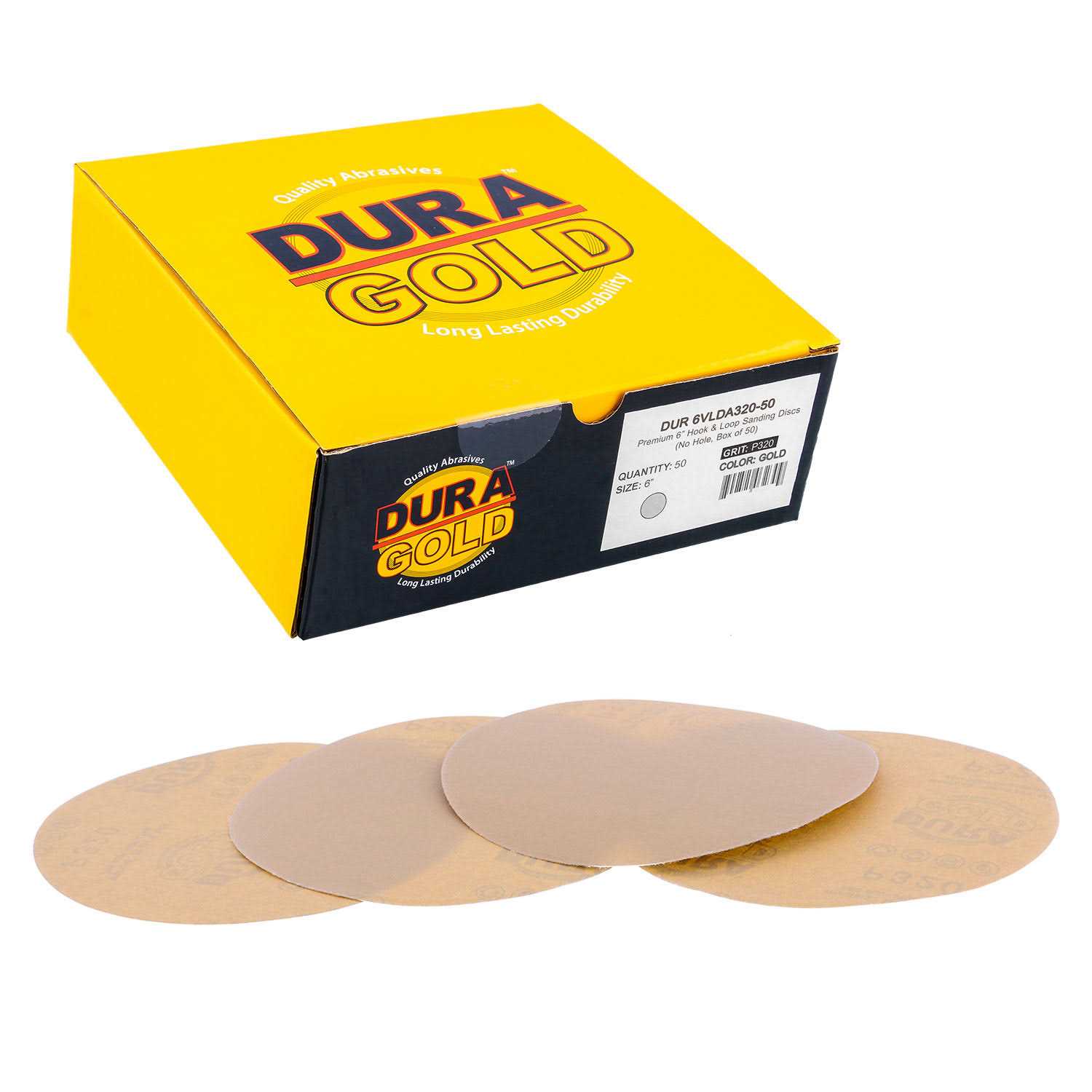 Dura-Gold Premium Grit 6 inch Gold Hook & Loop 6-Hole Sanding Discs for DA Sanders - Cheap Fitting