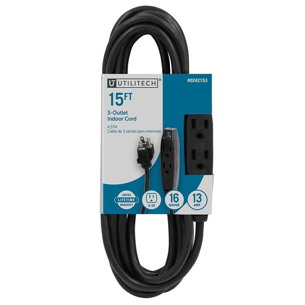 Utilitech 15-ft 16 / 3-Prong Indoor Sjt Light Duty General Extension Cord UT892615 - Cheap Fitting