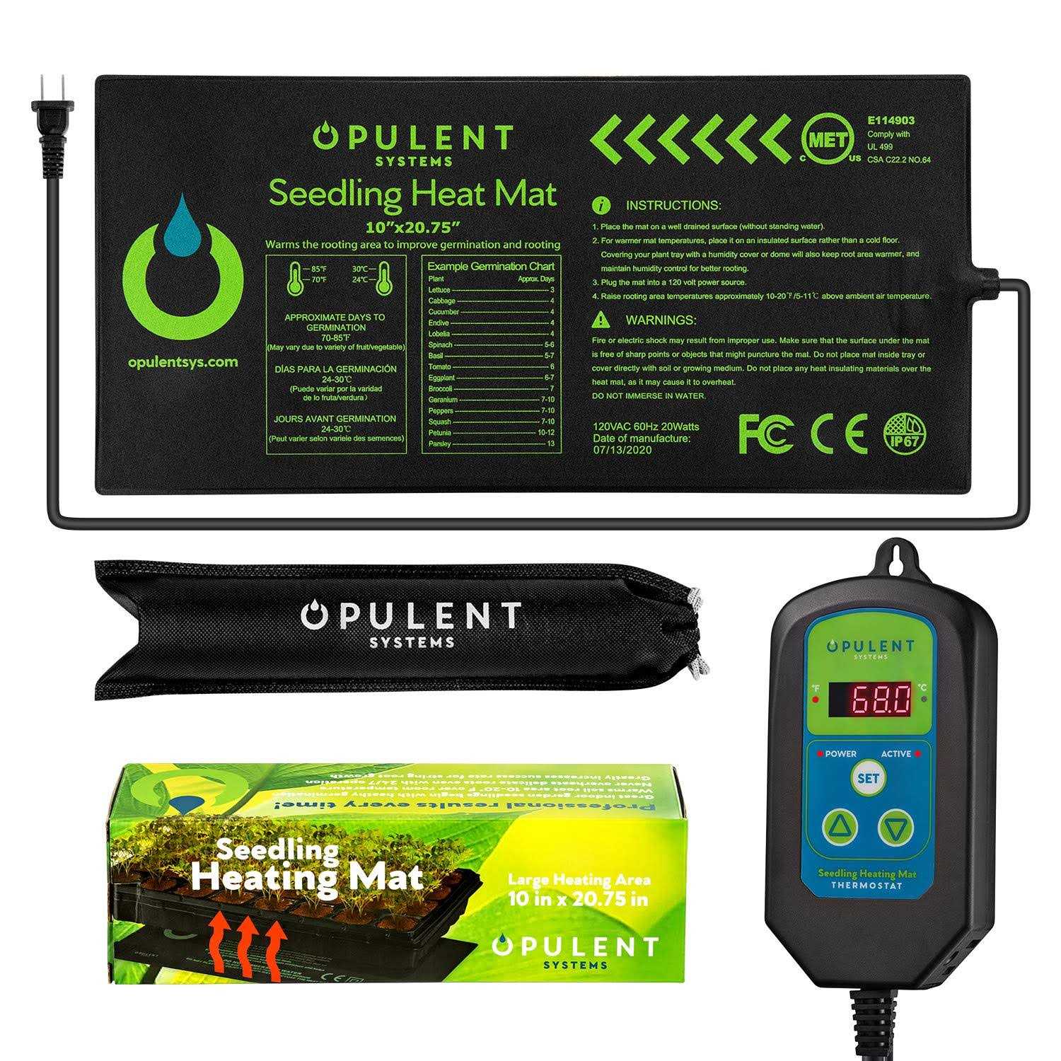 OPULENT SYSTEMS 10×20.75 Durable Waterproof Seedling Heat Mat Hy - Cheap Fitting