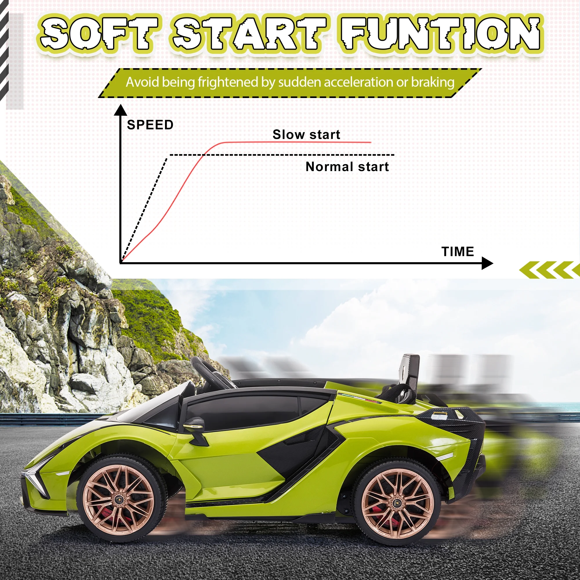 TOBBI 24V Lamborghini STO Licensed Kids Ride on Drift Car Gray Electric Car W/Remote Control LED Lights, up to 10 mph - Cheap Fitting