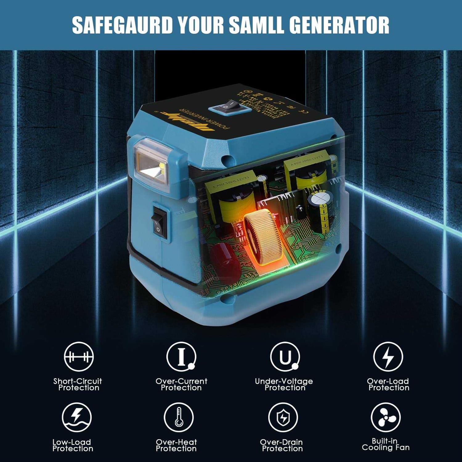 200W Power Inverter for Makita 18V Battery Portable Power Station w/AC Outlet USB-A Type-C Ports LED Light Outdoor Generator - Cheap Fitting