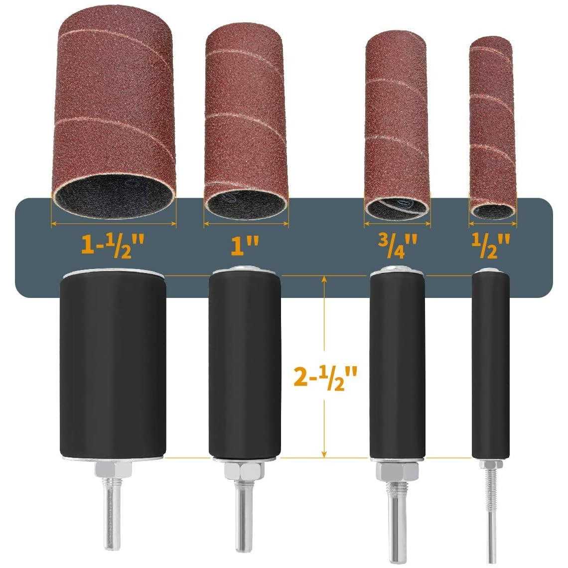 POWERTEC 2-1/2 in. L. Drill Press Sanding Drum Kit with 1/4 and 1/8 Shanks - Cheap Fitting