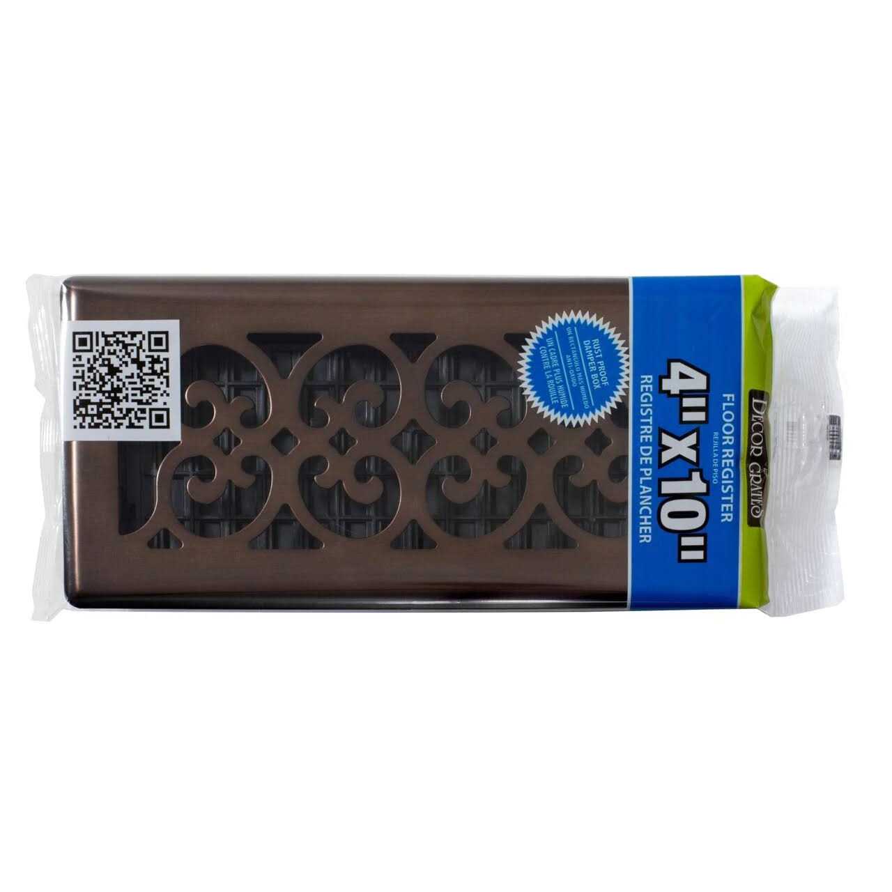 Decor Grates 4 in. x 10 in. Scroll Plated Bronze Register - Cheap Fitting