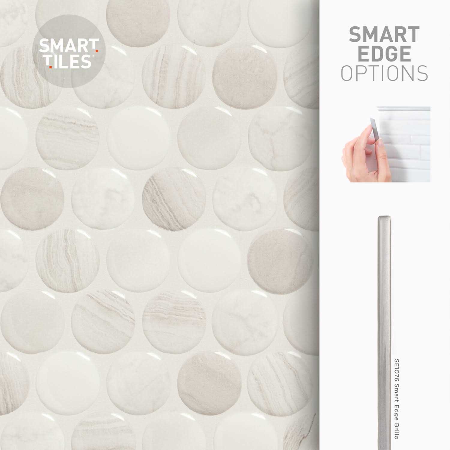 Smart Tiles Penny Terra White/Beige 8.97 in. x 8.95 in. Vinyl Peel and Stick Tile - Cheap Fitting