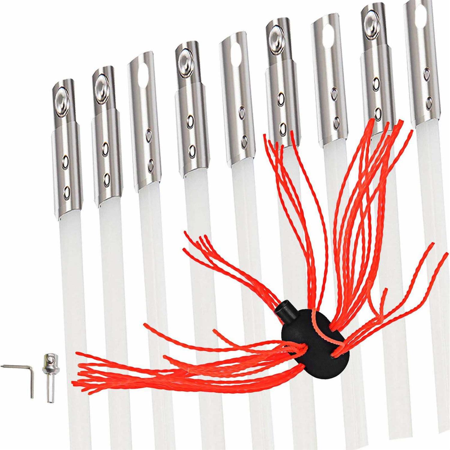 VEVOR Chimney Sweep Kit 30FT Length Chimney Brush Kit with 9 Nylon Flexible Rods - Cheap Fitting