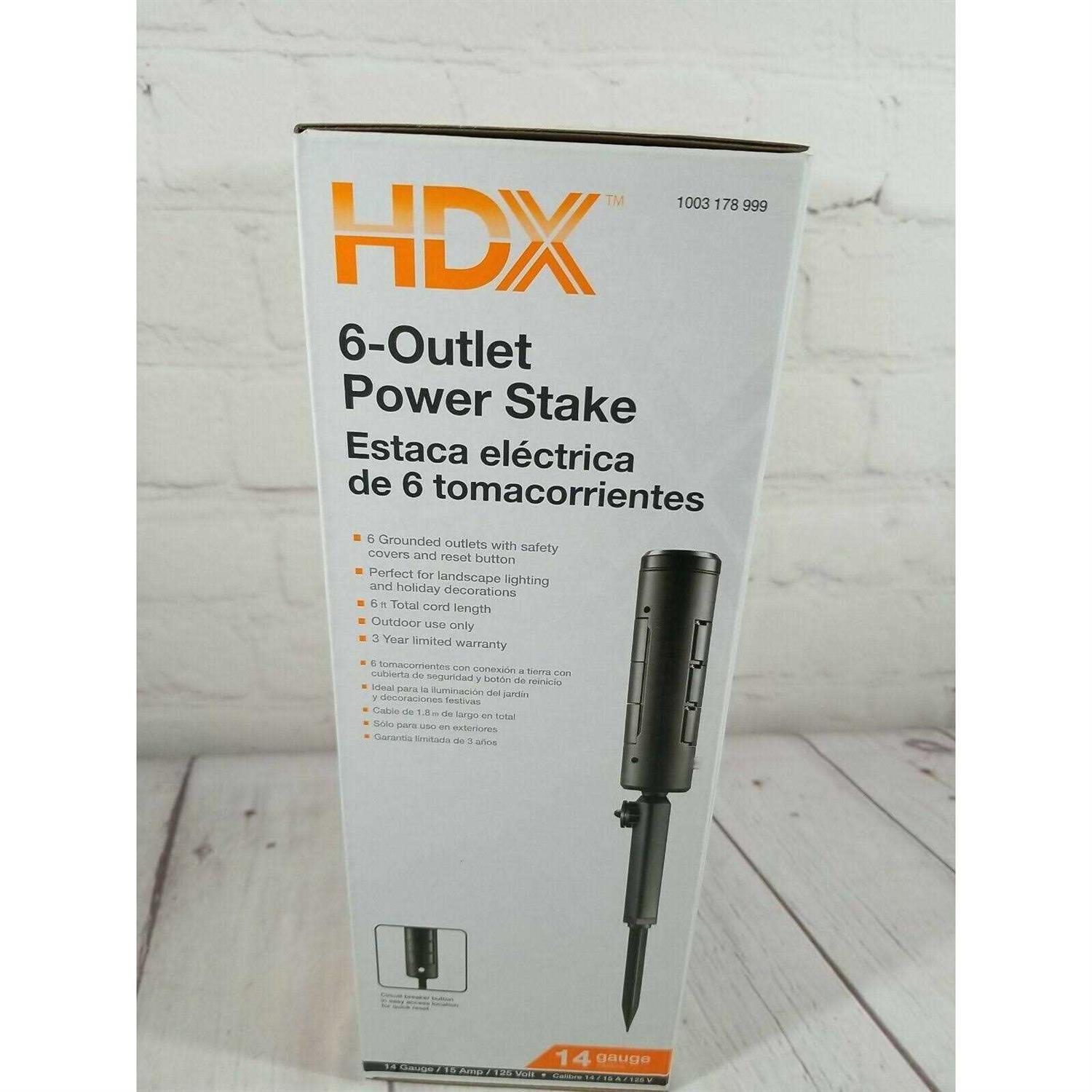 HDX 6-Outlet 6 ft. Power Stake - Cheap Fitting