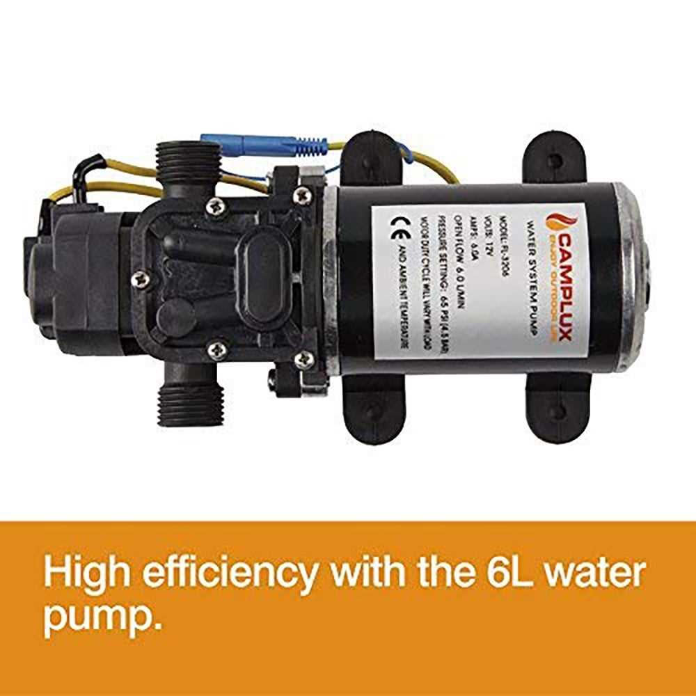Camplux 12V Water Pump Jk-3206p 6L/Min 65 PSI High Pressure Caravan RV Boat Gas Hot Water System - Cheap Fitting
