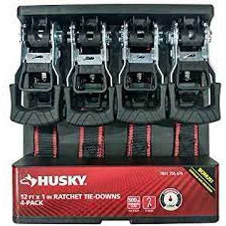 Husky 12 ft. x 1 in. Ratchet Tie Down with S-Hook - Cheap Fitting