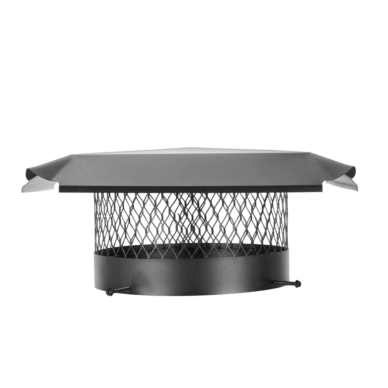 Draft King CBO12 Round Black Galvanized Steel Bolt on Single Flue Chimney Cap - Cheap Fitting