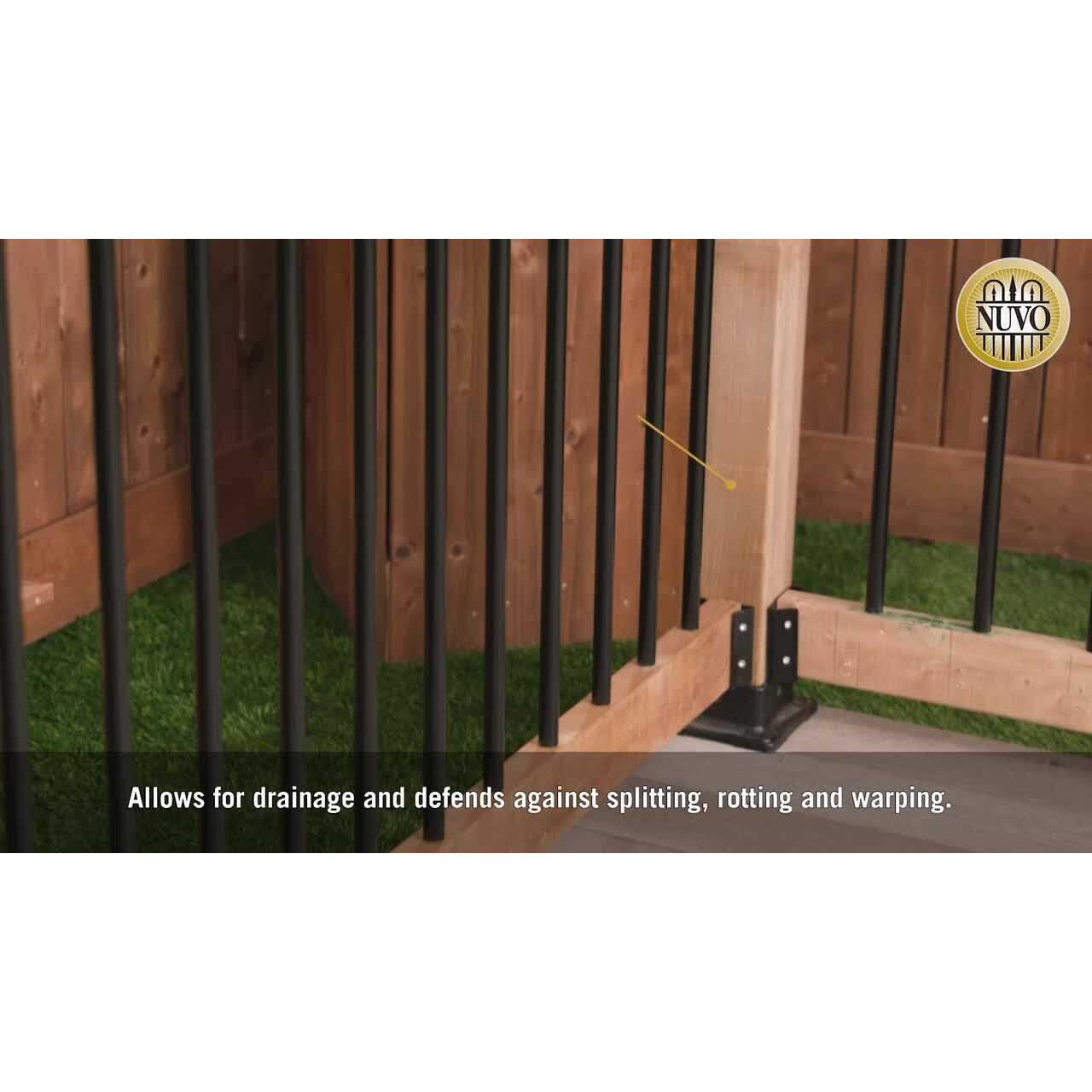 Nuvo Iron 4-in x 4-in Black Polyoxymethylene Polyethylene Deck Post Stabilizer PPA4X4B-ESP - Cheap Fitting