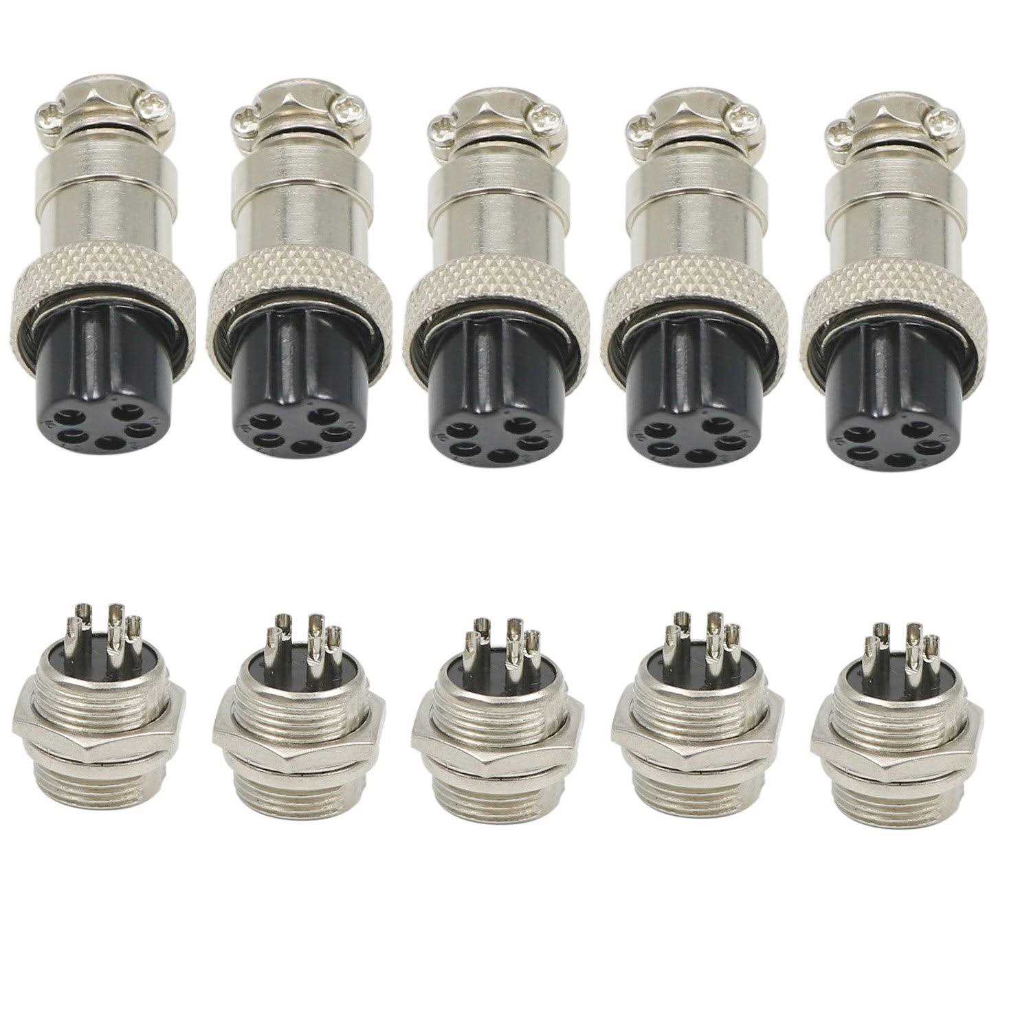 5 Pin Metal Male Female Panel Connector 16mm GX16-5 Aviation Connector Plug of 5 Pairs - Cheap Fitting